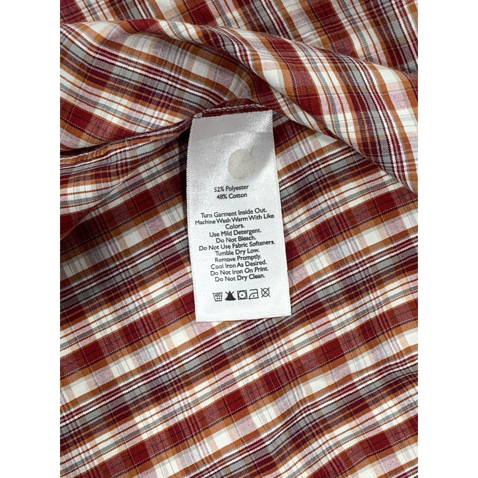 Eddie Bauer Eddie Bauer Men's Button-Up Short Sleeve Plaid Shirt Red White Orange #675 Large Size US L / EU 52-54 / 3 - 7 Thumbnail