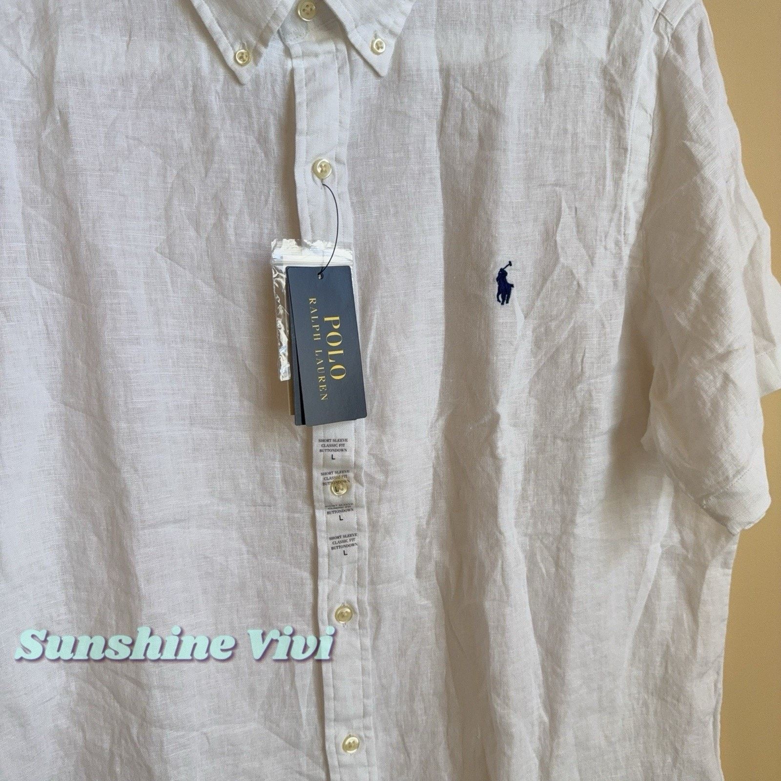 Polo Ralph Lauren NWT Polo Ralph Lauren Linen Shirt women White Short Sleeve Size US L / EU 52-54 / 3 - 4 Thumbnail