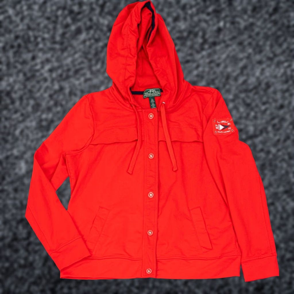 Vintage VINTAGE Active Ralph Lauren Women's Jacket XL Red Yacht Club Hooded Pockets Preppy Size XL / US 12-14 / IT 48-50 - 1 Thumbnail