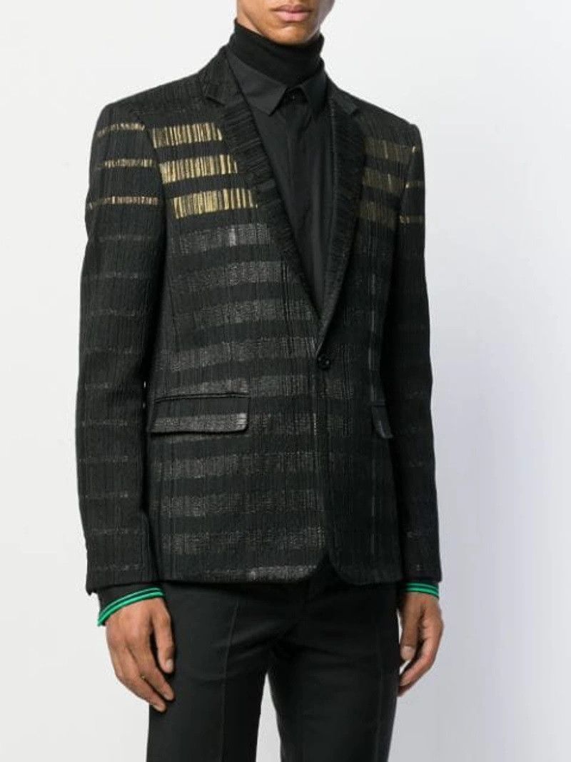 Saint Laurent Paris SLP - Pre-Fall 2019 - Stripe-Patterned Pleated Blazer Size 50R - 2 Thumbnail