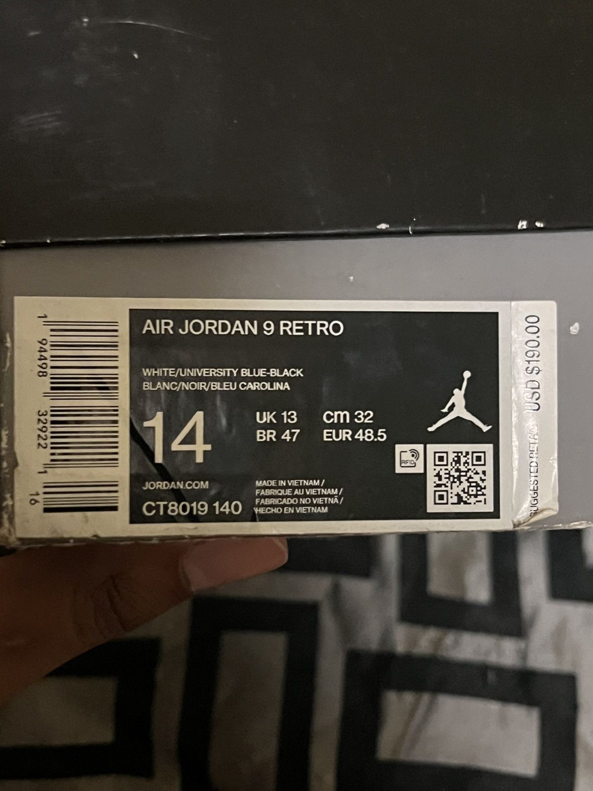 Jordan 9 Retro University Blue