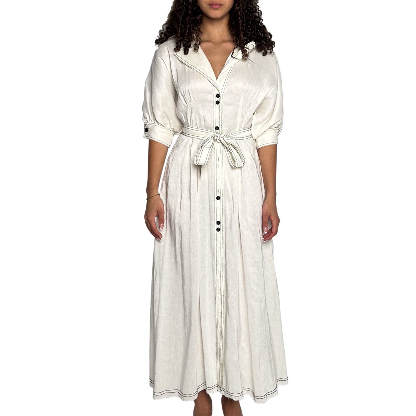 Aje Cream dress w/ black stitching and belt Size XS / US 0-2 / IT 36-38 - 5 Thumbnail