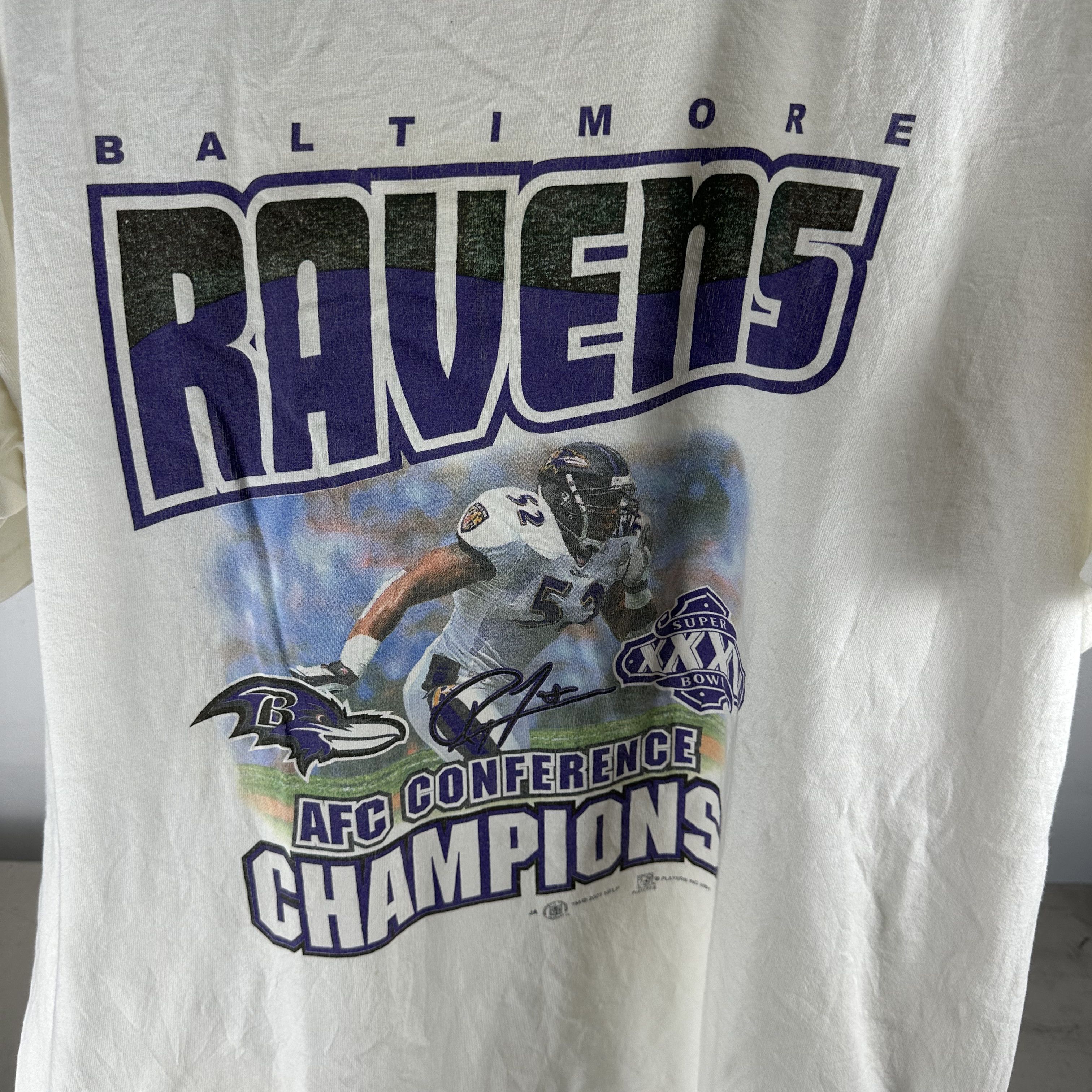 Vintage ​​2001 Ray Lewis Baltimore Ravens NFL AFC Champions T-Shirt Size US XXL / EU 58 / 5 - 2 Thumbnail