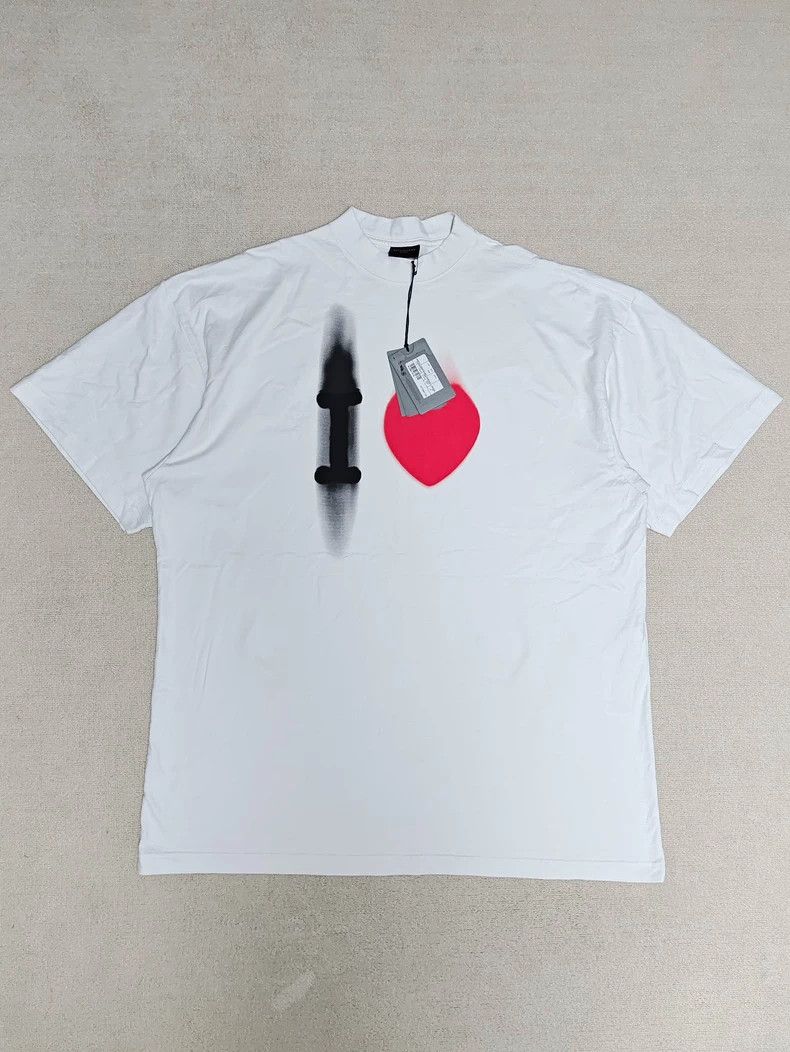 Balenciaga23ss Valentine's Day Love Limited Edition Destruction Short Sleeve