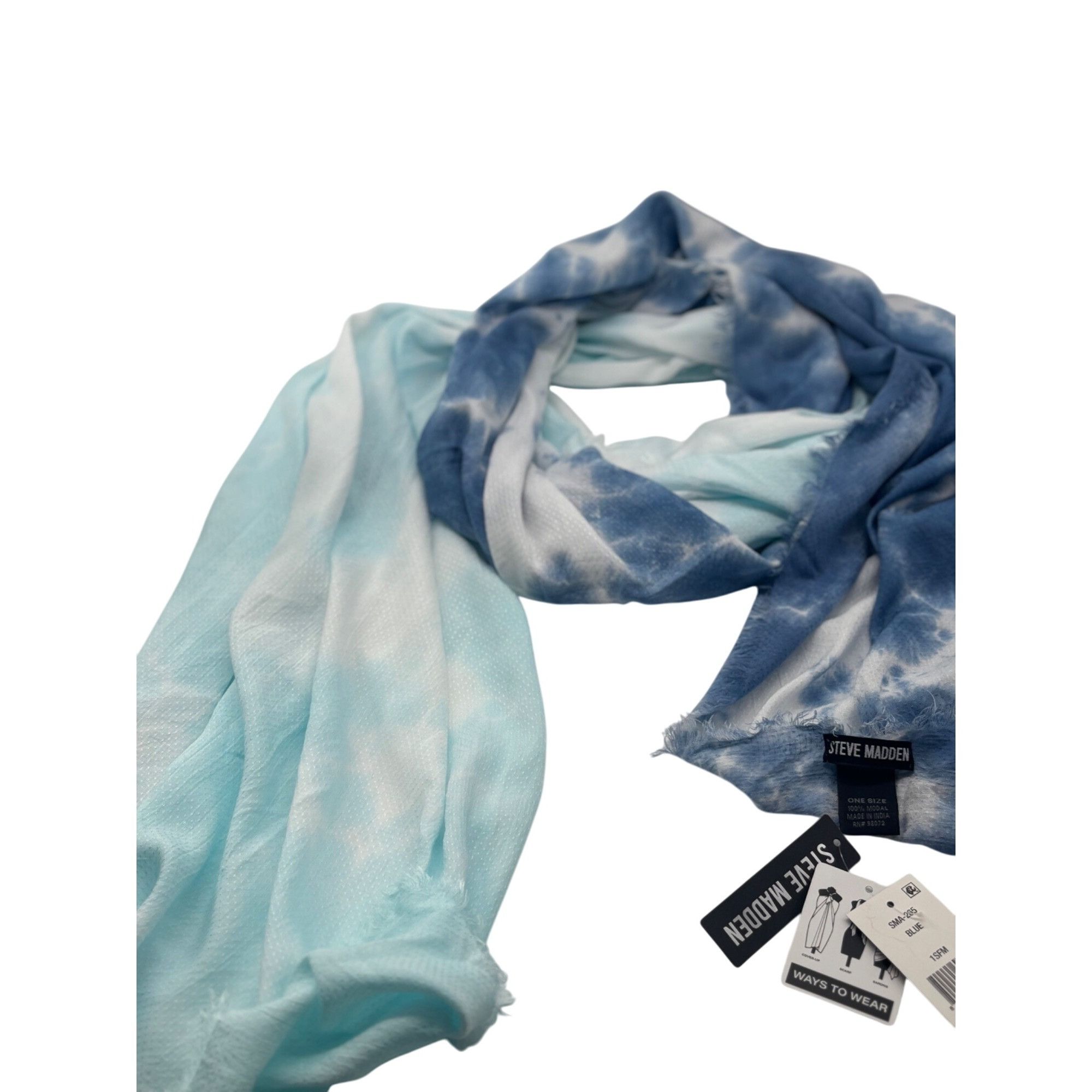 Other Steve Madden Two-Tone Tie-Dyed Scarf, OS, Blue Size ONE SIZE - 10 Thumbnail