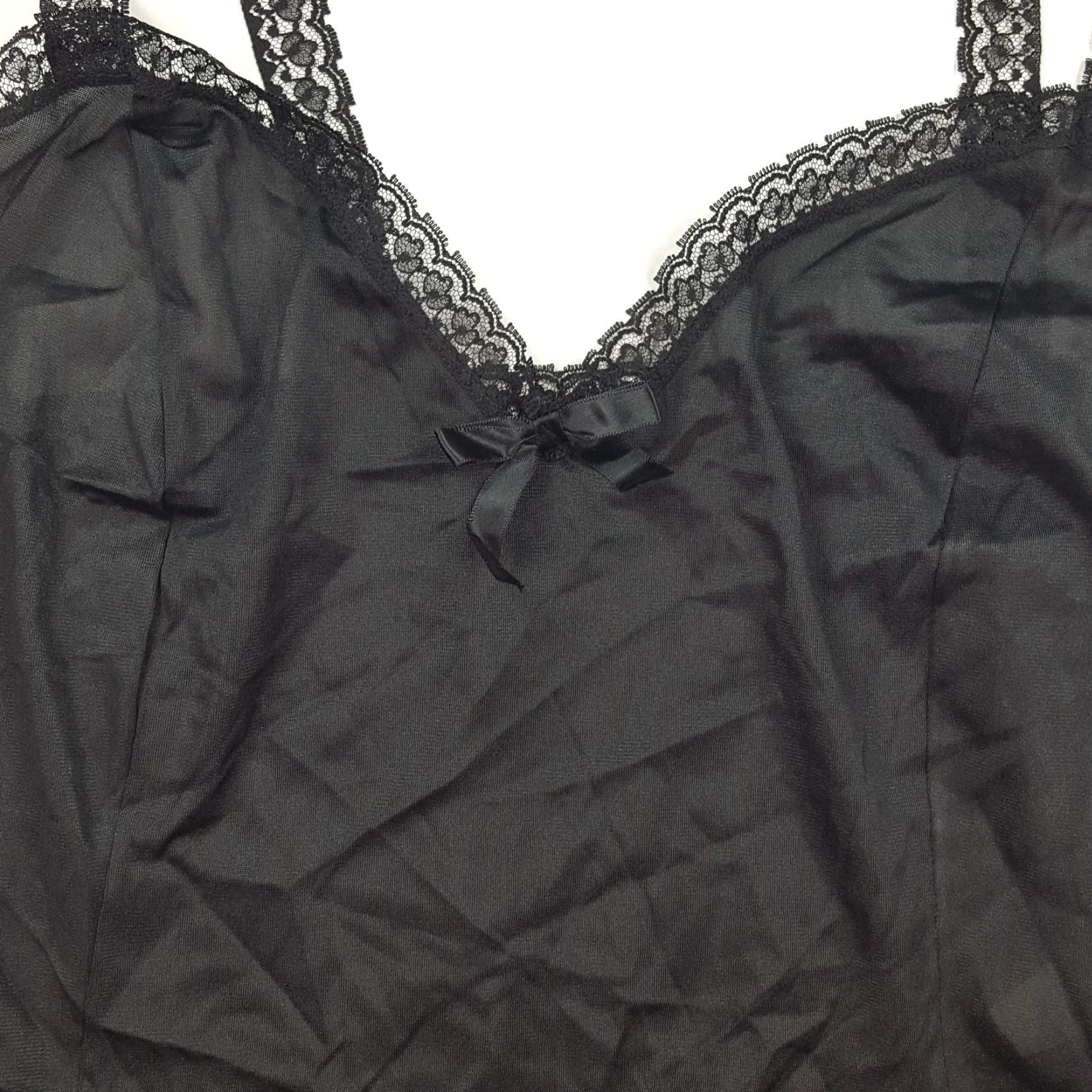 Vintage Vintage 80s Black Lace Camisole Lingerie Night Shirt Women 2X Camisole Lace 80s 90s USA Made Cami Sleepwear Nightwear Women's Shirt Mens Women? Size XXL / US 16-18 / IT 52-54 - 5 Thumbnail