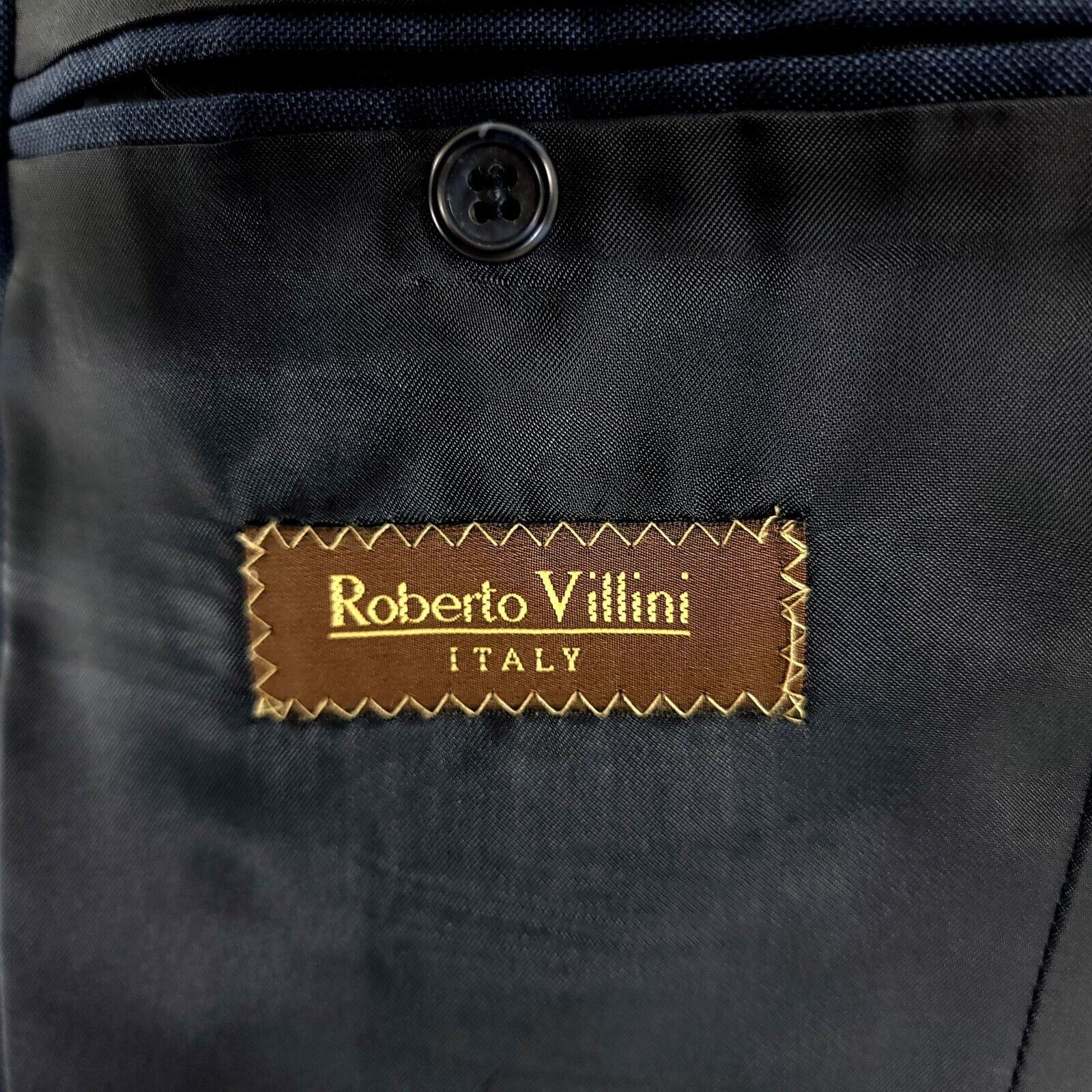 Robert Villini Roberto Villini Italy Zignone Wool 3 Button Sharkskin Blue B Size 42L - 8 Thumbnail