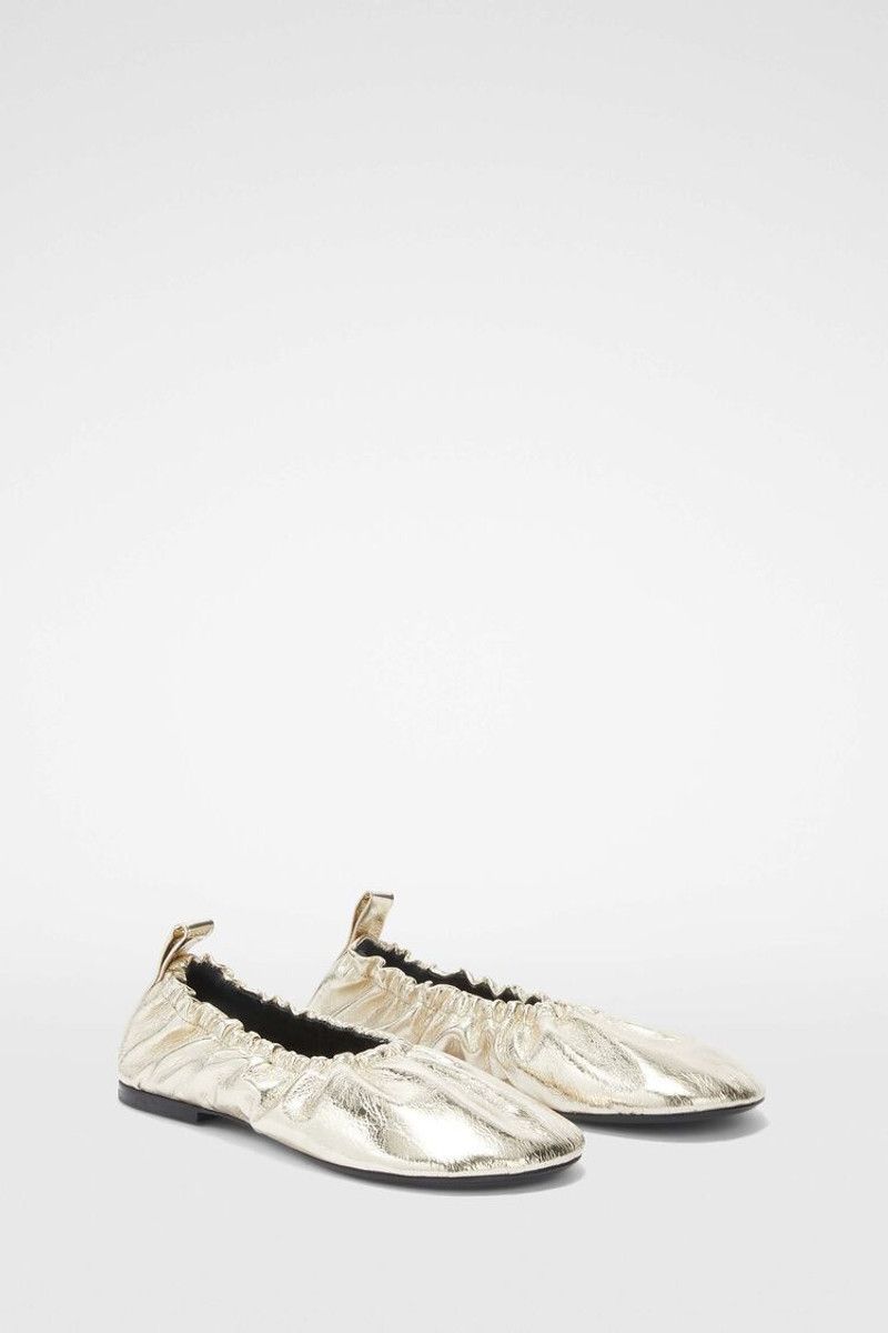 Jil Sander o1loc1c0426 Metallic Leather Ballerinas in Golden Size US 5 / IT 35 - 6 Thumbnail