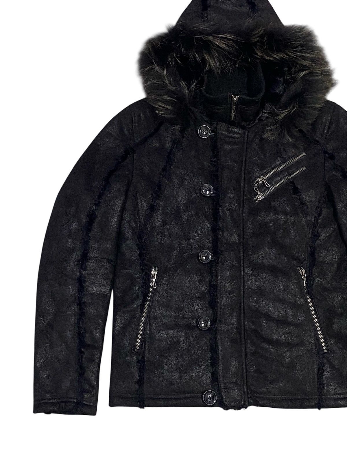 GOSTAR DE FUGA Fuga Waxed Faux Fur Suede Cotton Hoodie Jacket Size M / US 6-8 / IT 42-44 - 10 Thumbnail