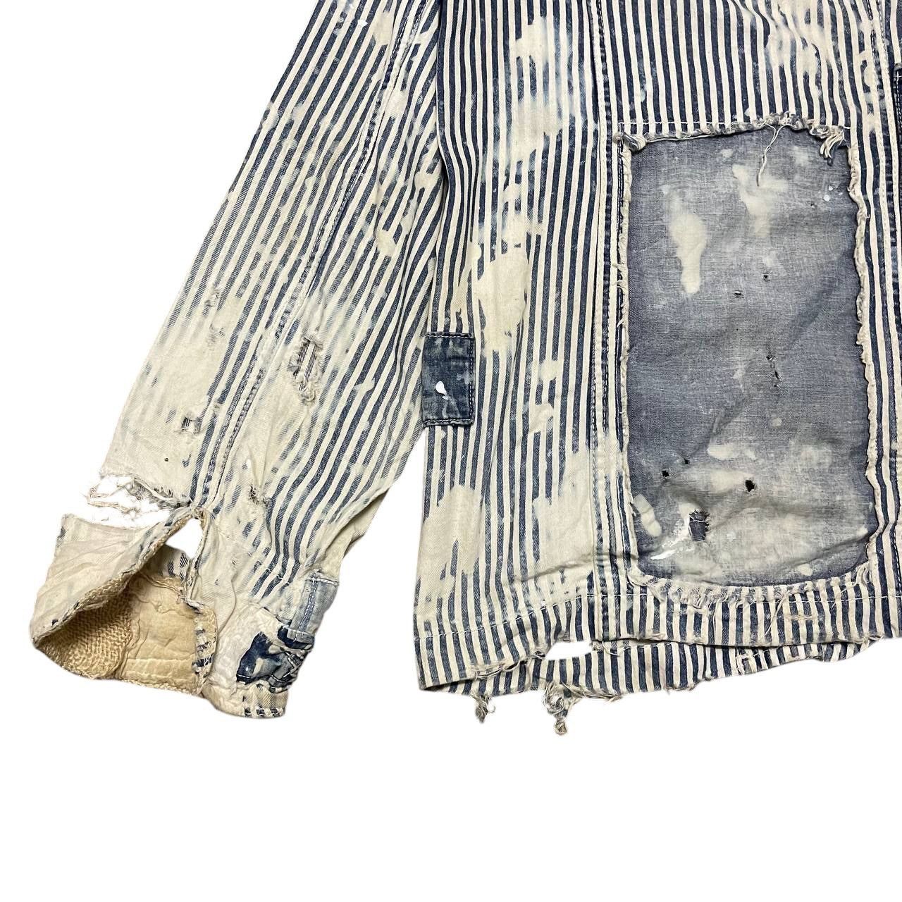 Japanese Brand Vintage Aozora Blue Heaven Thrashed Striped lgb hysterics Size US L / EU 52-54 / 3 - 17 Thumbnail