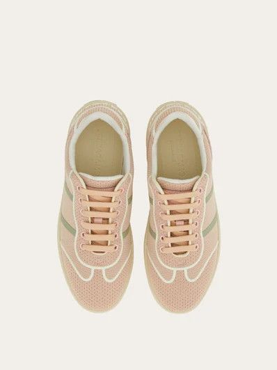Salvatore Ferragamo o1s1rm0824 Dedalo Knitted Low-Top Sneakers in Pink Size US 7 / EU 40 - 7 Thumbnail