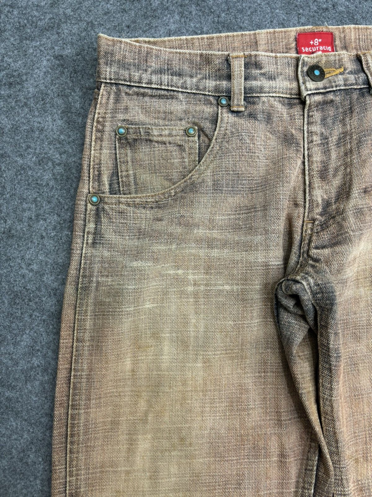 Japanese Brand 💥Insane 90s Flare💥+8 securacid Flare Acid Wash Denim F504 Size US 31 - 4 Thumbnail