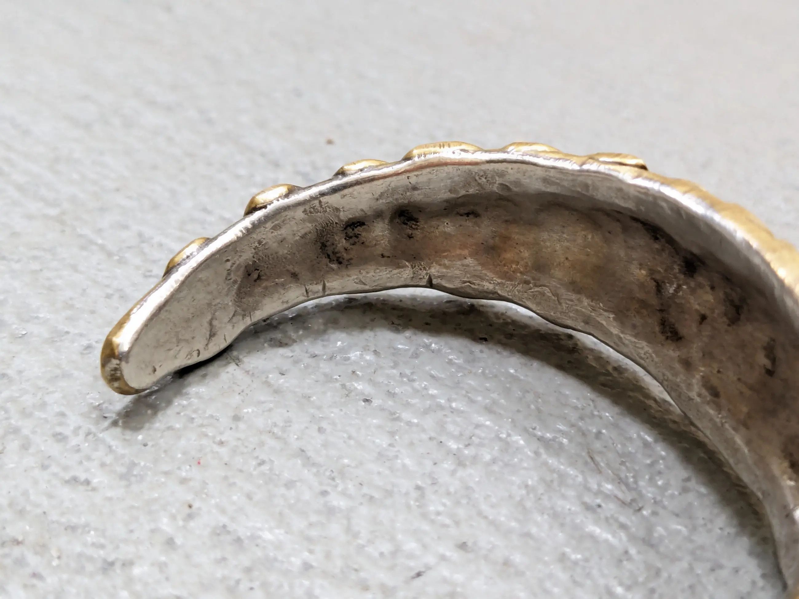 Jewelry Vintage Sterling Silver Cuff Bracelet Brass 5.5 Hammered Size ONE SIZE - 10 Thumbnail