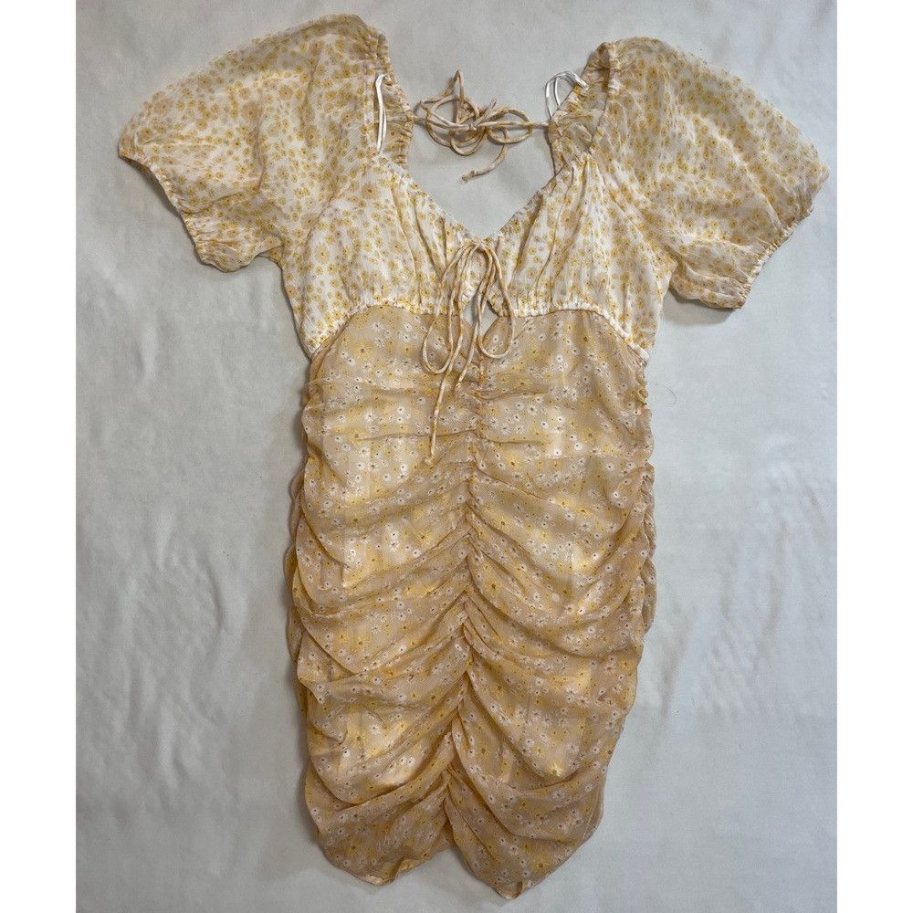 Free People New Free People Tea Yellow Floral Tessa Dress Size M Size M / US 6-8 / IT 42-44 - 6 Thumbnail