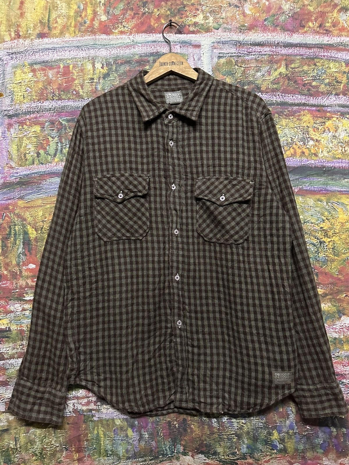 Stussy Stussy Flannel Shirt Khaki Check Size US XL / EU 56 / 4 - 3 Thumbnail