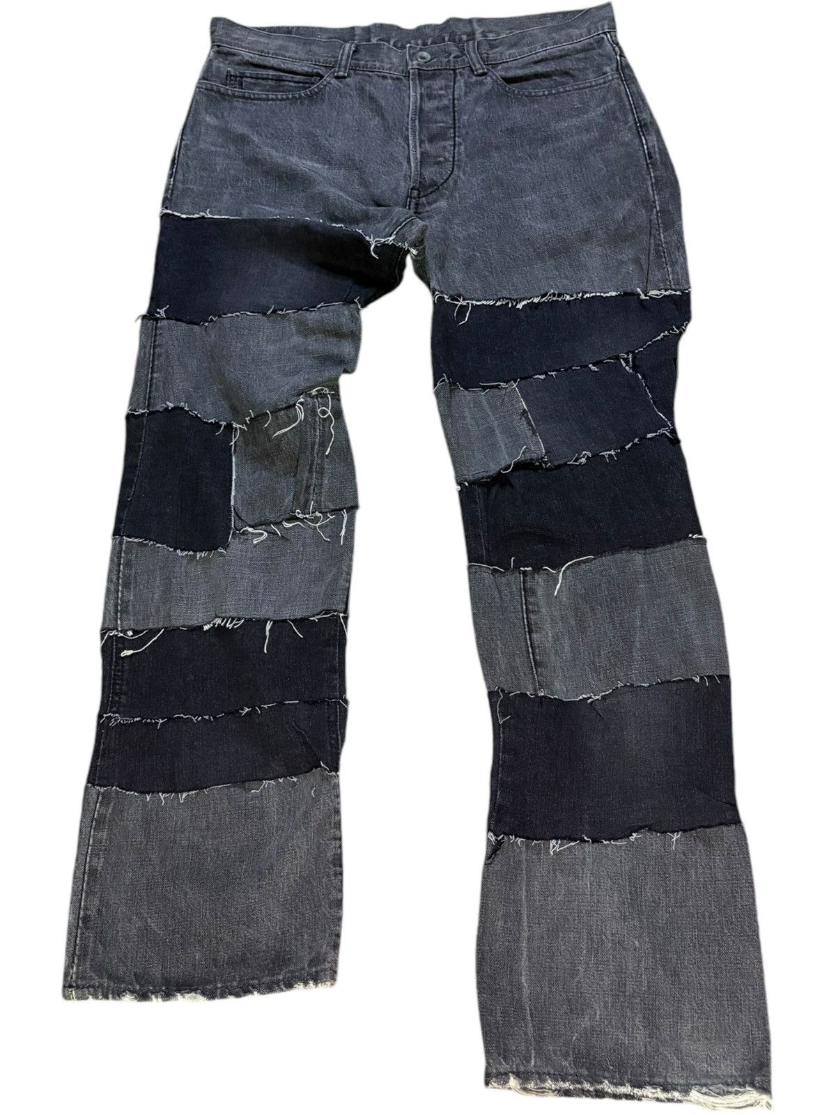 Japanese Brand SALES🔥Vintage Japanese Selvedge Custom Patched Loose Jeans Size US 33 - 2 Thumbnail