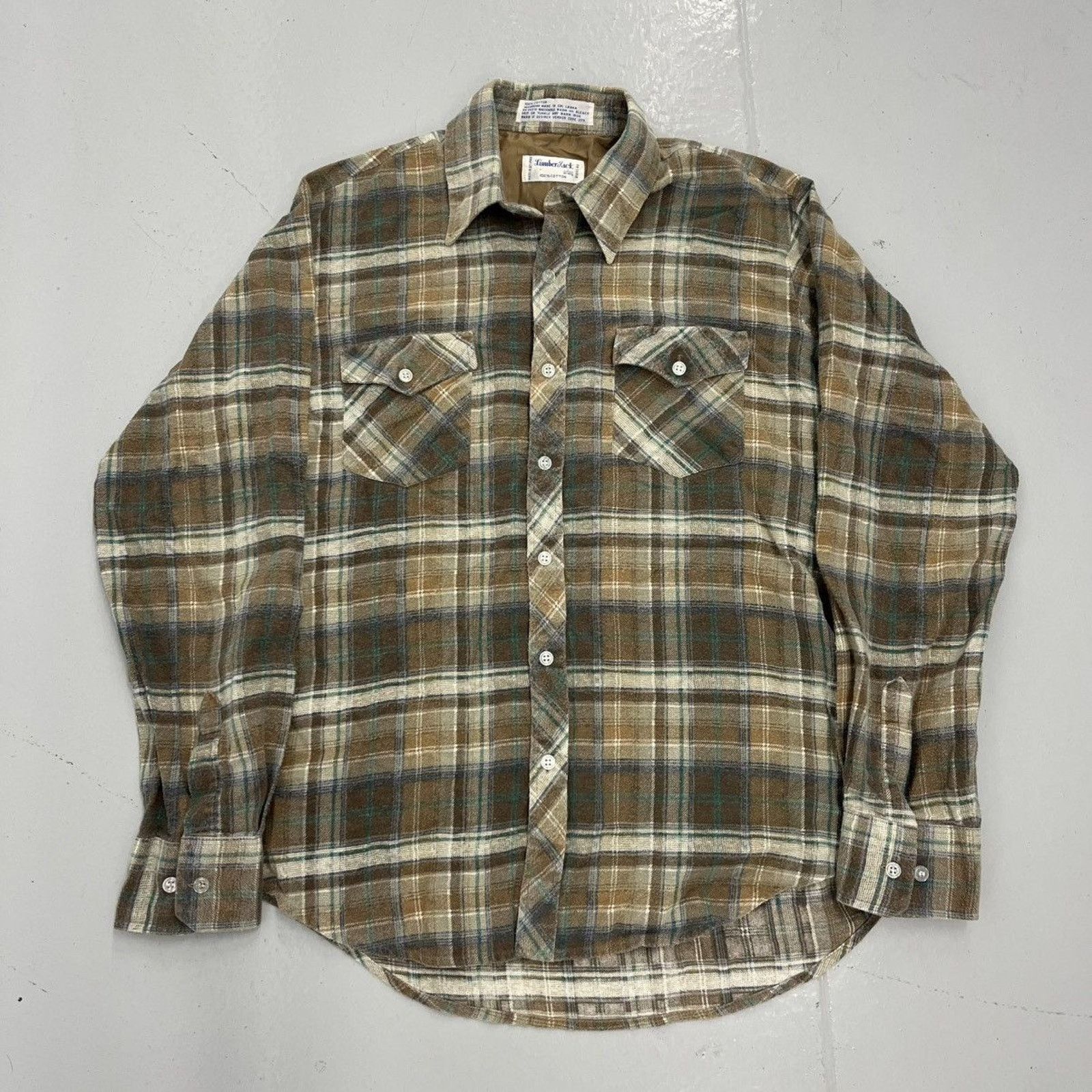 Other Vintage 70s Lumber Jack Brown/Green Plaid Cotton Flannel Size US L / EU 52-54 / 3 - 1 Thumbnail