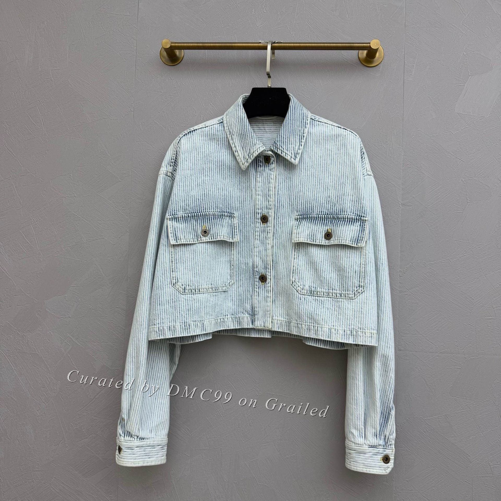 Miu Miu Miumiu Back Logo Striped Denim Jacket Size S / US 4 / IT 40 - 1 Thumbnail