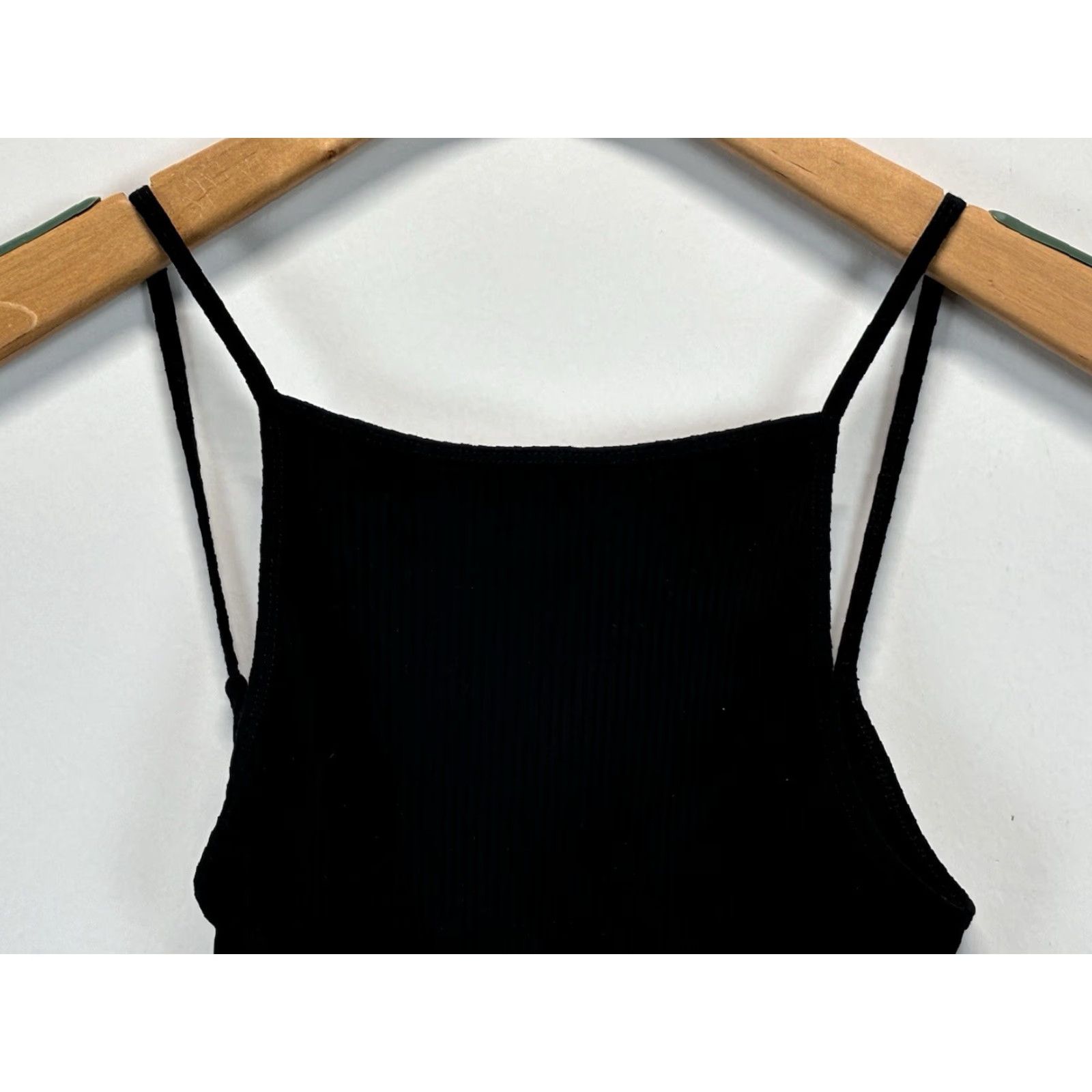 Vintage Wilfred Aritzia Women's Bodysuit Size M Black Ribbed Sleeveless Square Neck Casual Basic Size M / US 6-8 / IT 42-44 - 2 Thumbnail