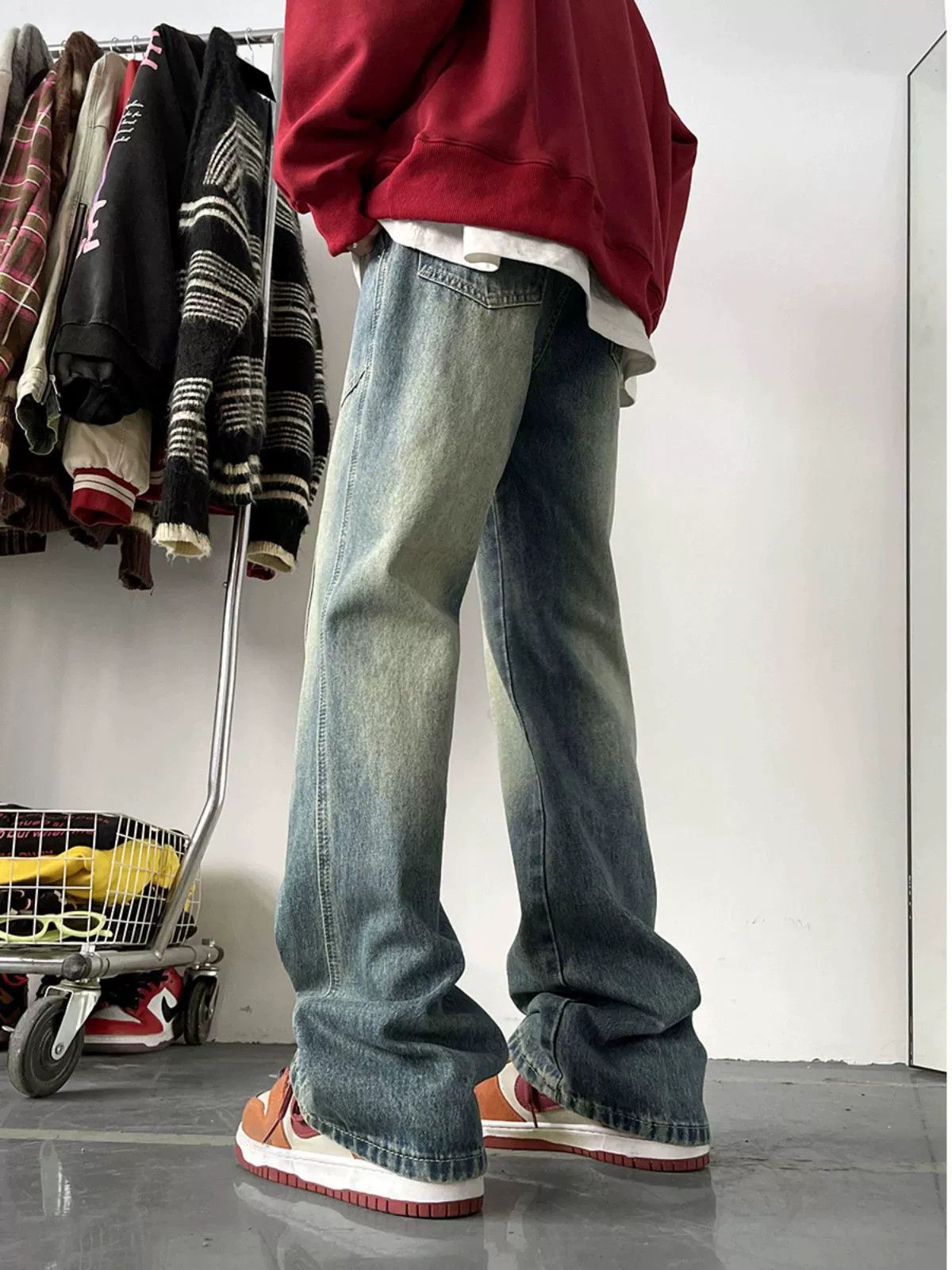 Jean Men's high street American retro distressed gradient jeans Size US 32 / EU 48 - 4 Thumbnail