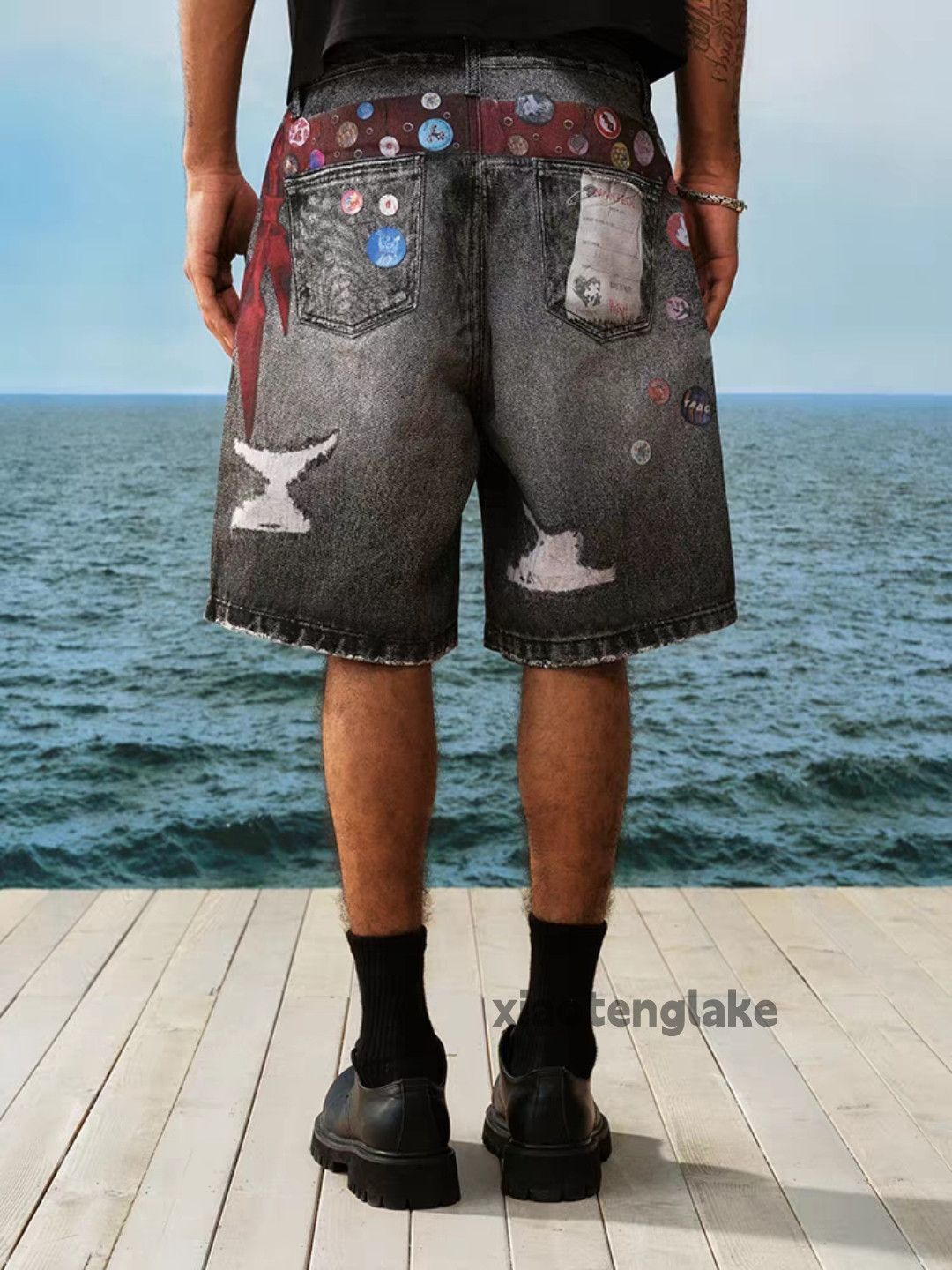 Designer × Japanese Brand × Vintage Utility skate hiphop digital print pattern ripped shorts Size US 32 / EU 48 - 1 Thumbnail