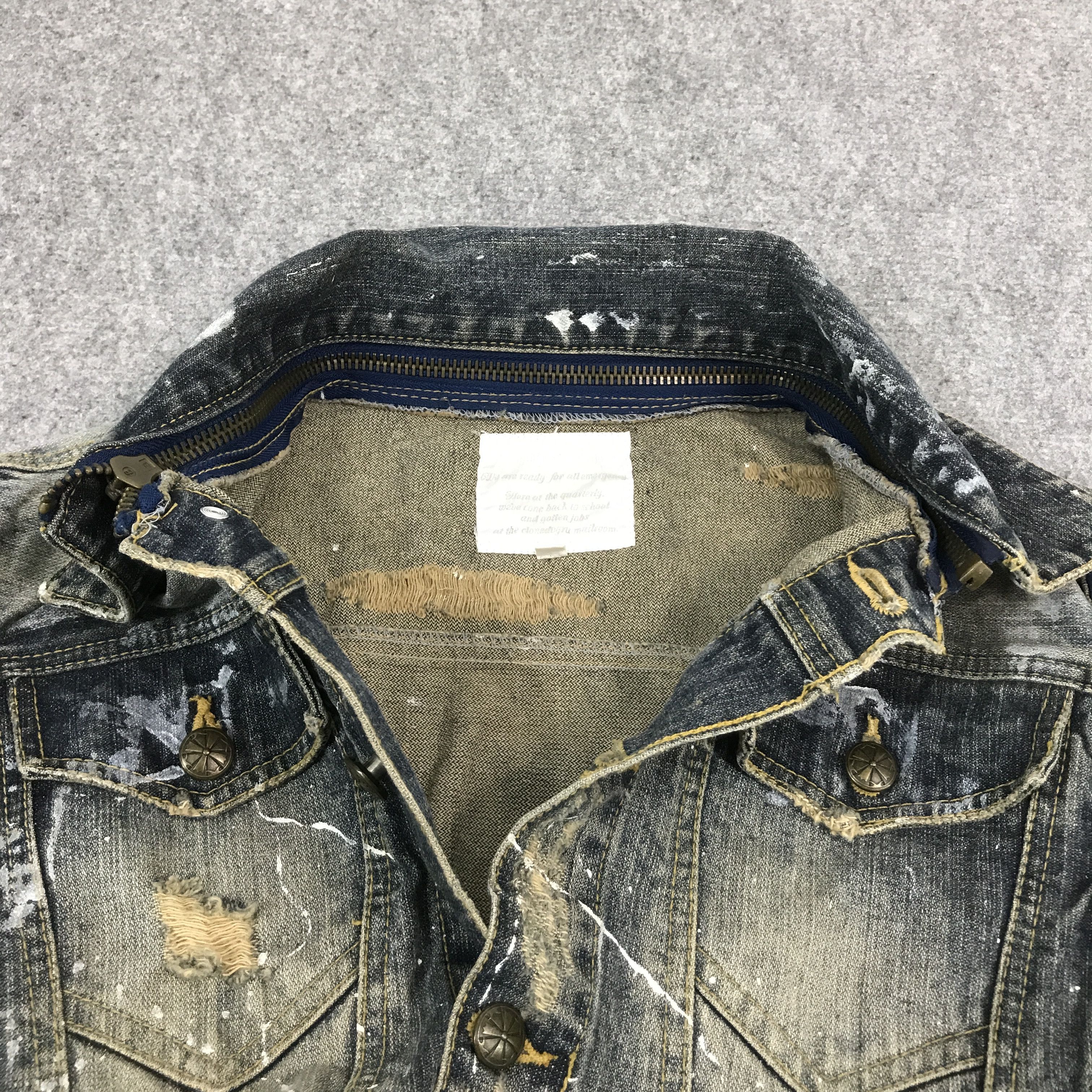 If Six Was Nine × Japanese Brand JAPANESE BRAND DENIM DISTRESSED PUNK JACKET Size US M / EU 48-50 / 2 - 7 Thumbnail
