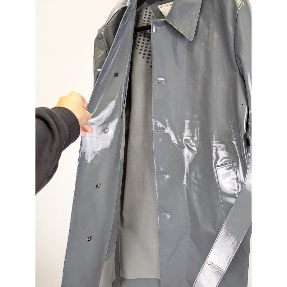 Bottega Veneta o1rshd1 High Shine Leather Calf Coat in Black-Graphite Size XS / US 0-2 / IT 36-38 - 12 Thumbnail