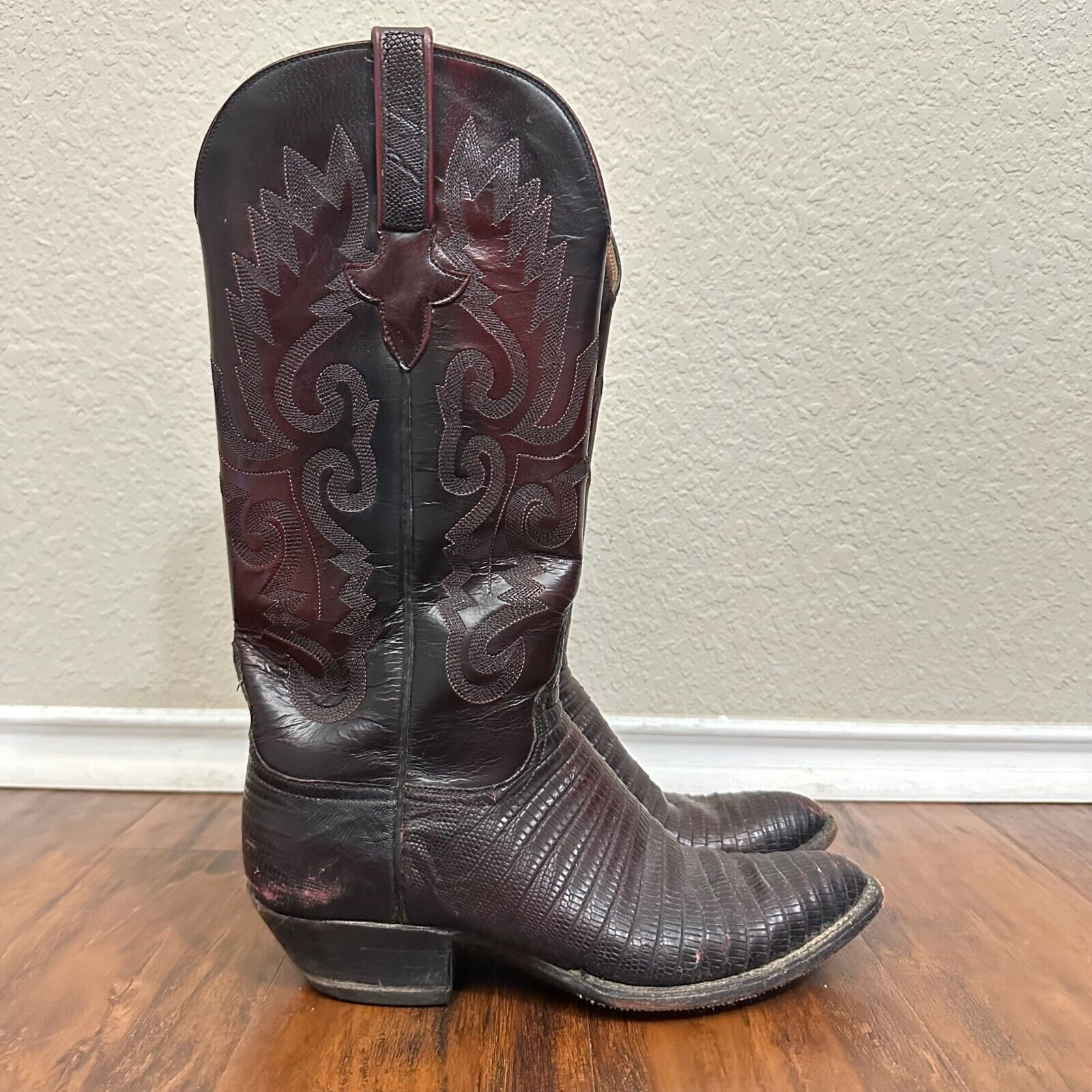 Lucchese LUCCHESE Kip Lizard Boots Leather Pull On Western Cowboy Size US 7 / EU 40 - 1 Thumbnail