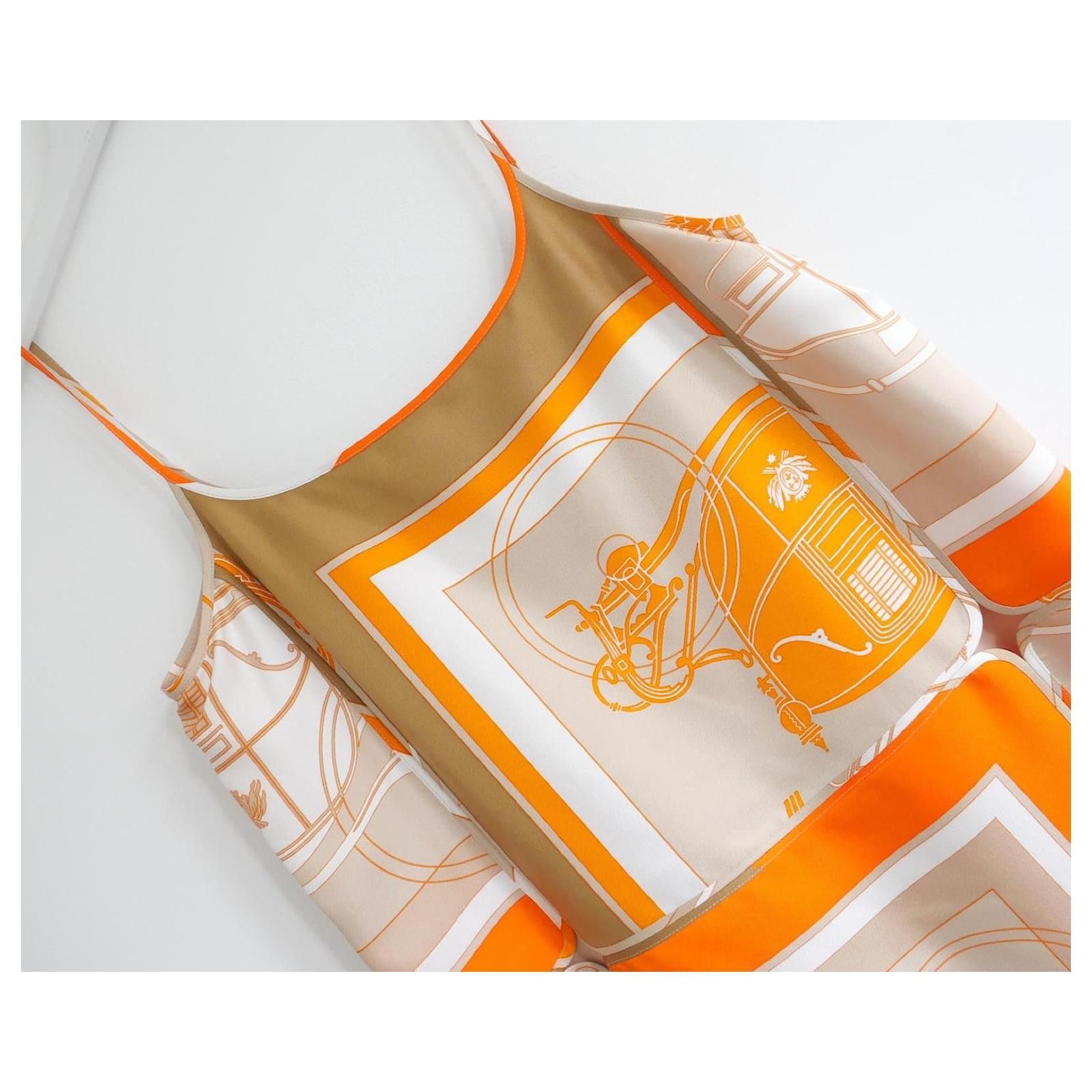 Hermes Hermes Robe A Bretelles Silk Dress Beige/Palomi Orange Size XS / US 0-2 / IT 36-38 - 6 Thumbnail