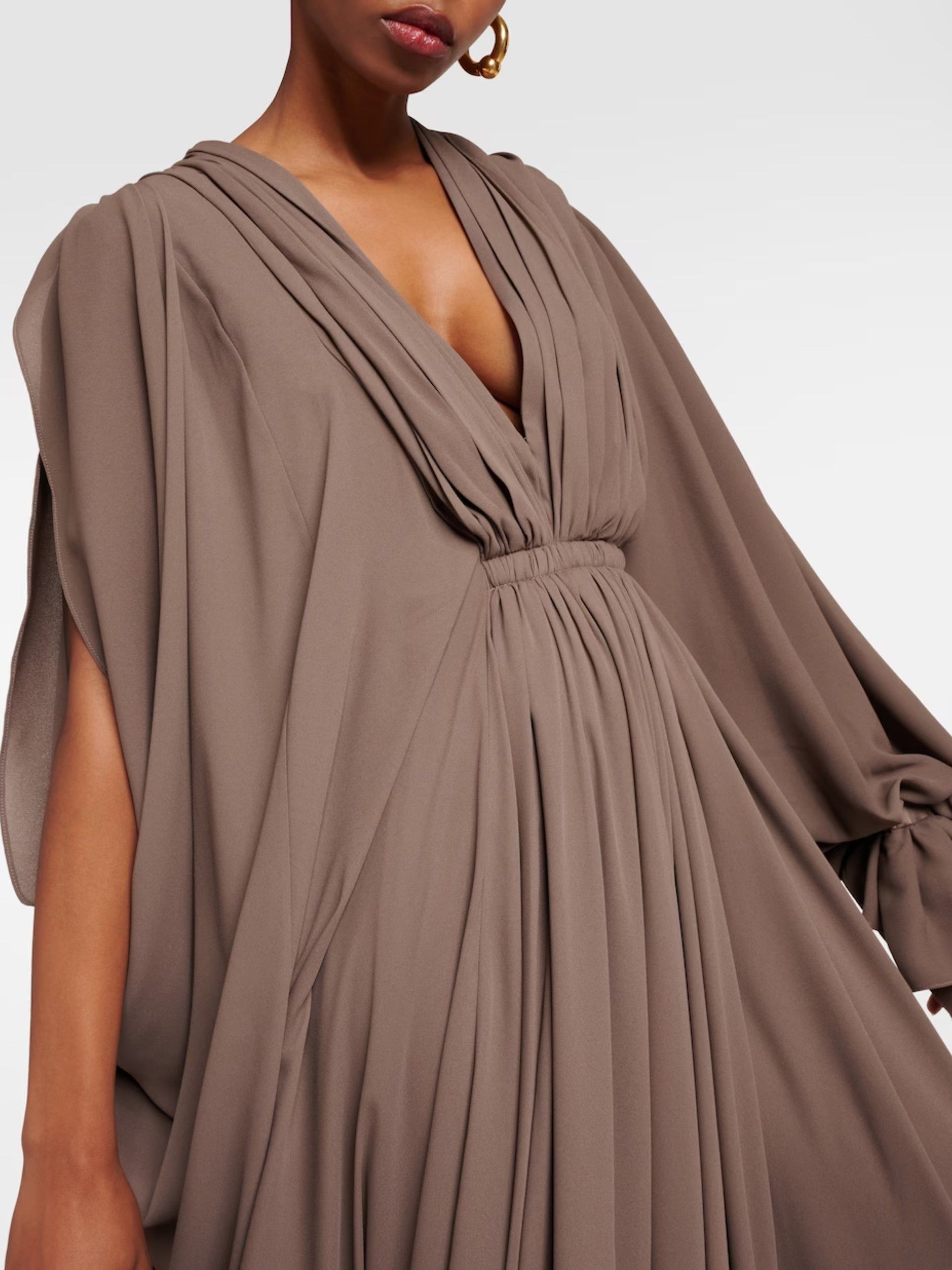 Balenciaga o1s1rm1125 All In V-Neck Dress in Brown Size M / US 6-8 / IT 42-44 - 4 Thumbnail