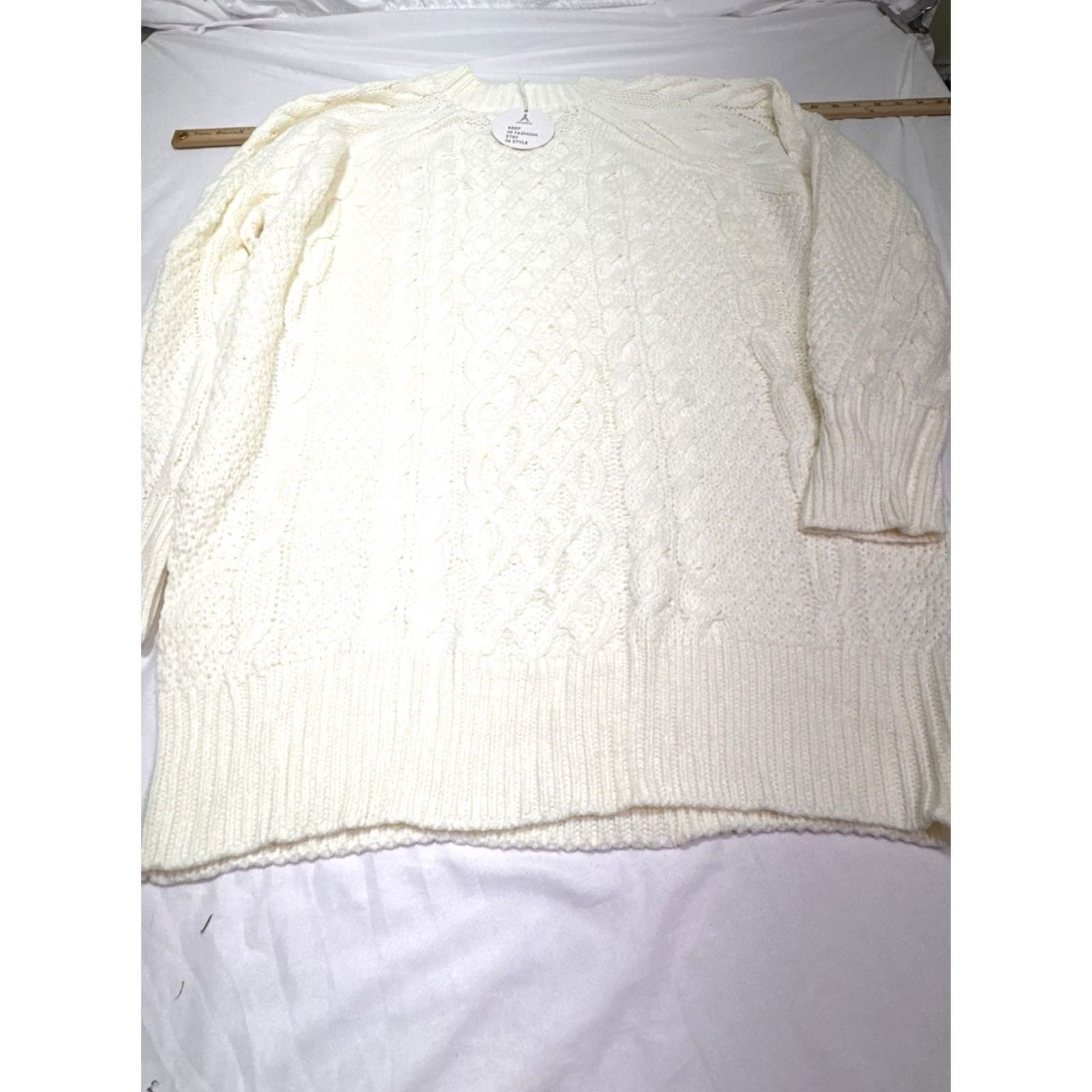 Vintage Anrabess Oversized Sweater Pullover Womens Large Cable Knit Chunky White Granny Size L / US 10 / IT 46 - 4 Thumbnail