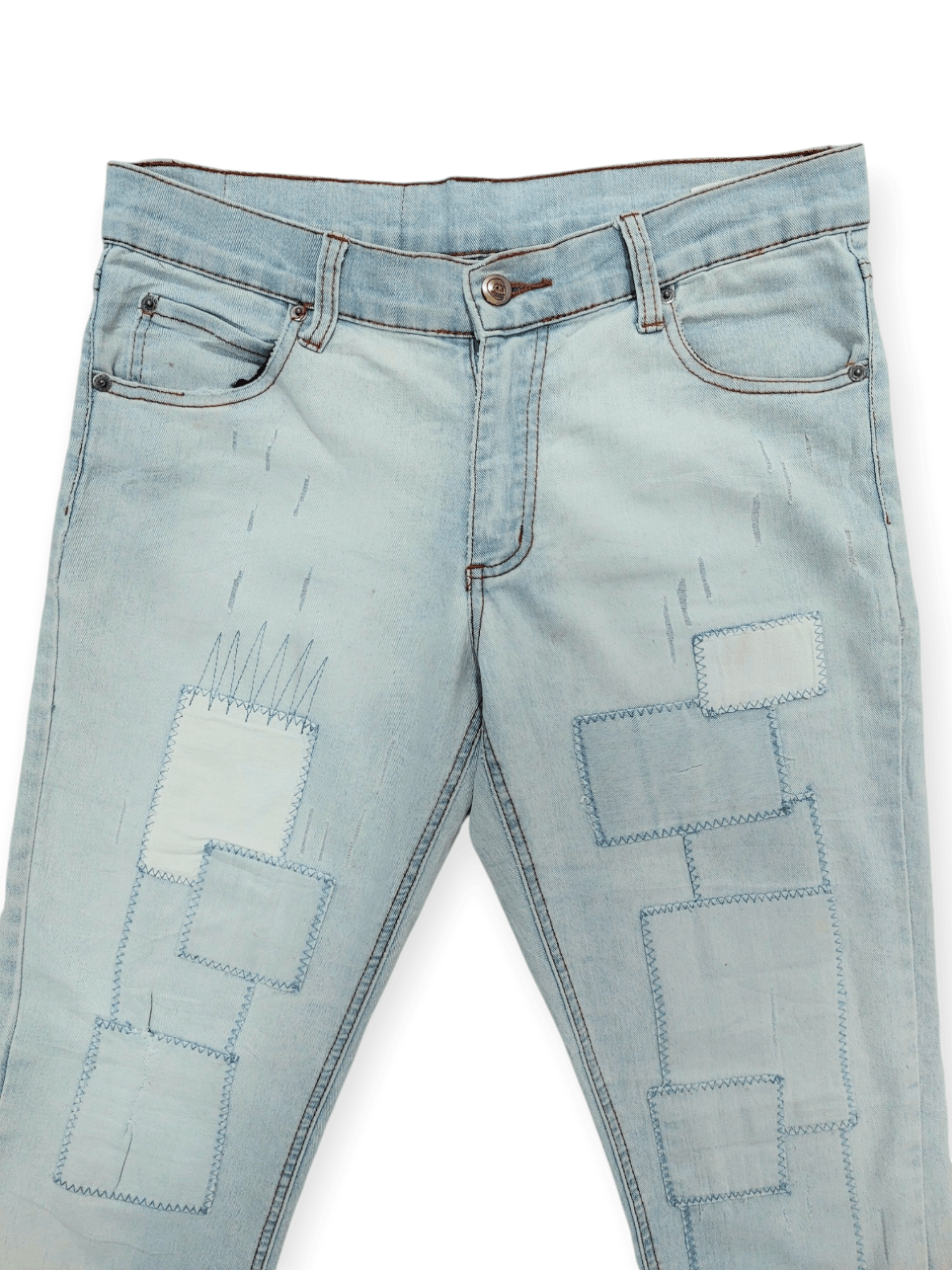 Cheap Monday Tartan Stitch Patchwork Thin Jeans