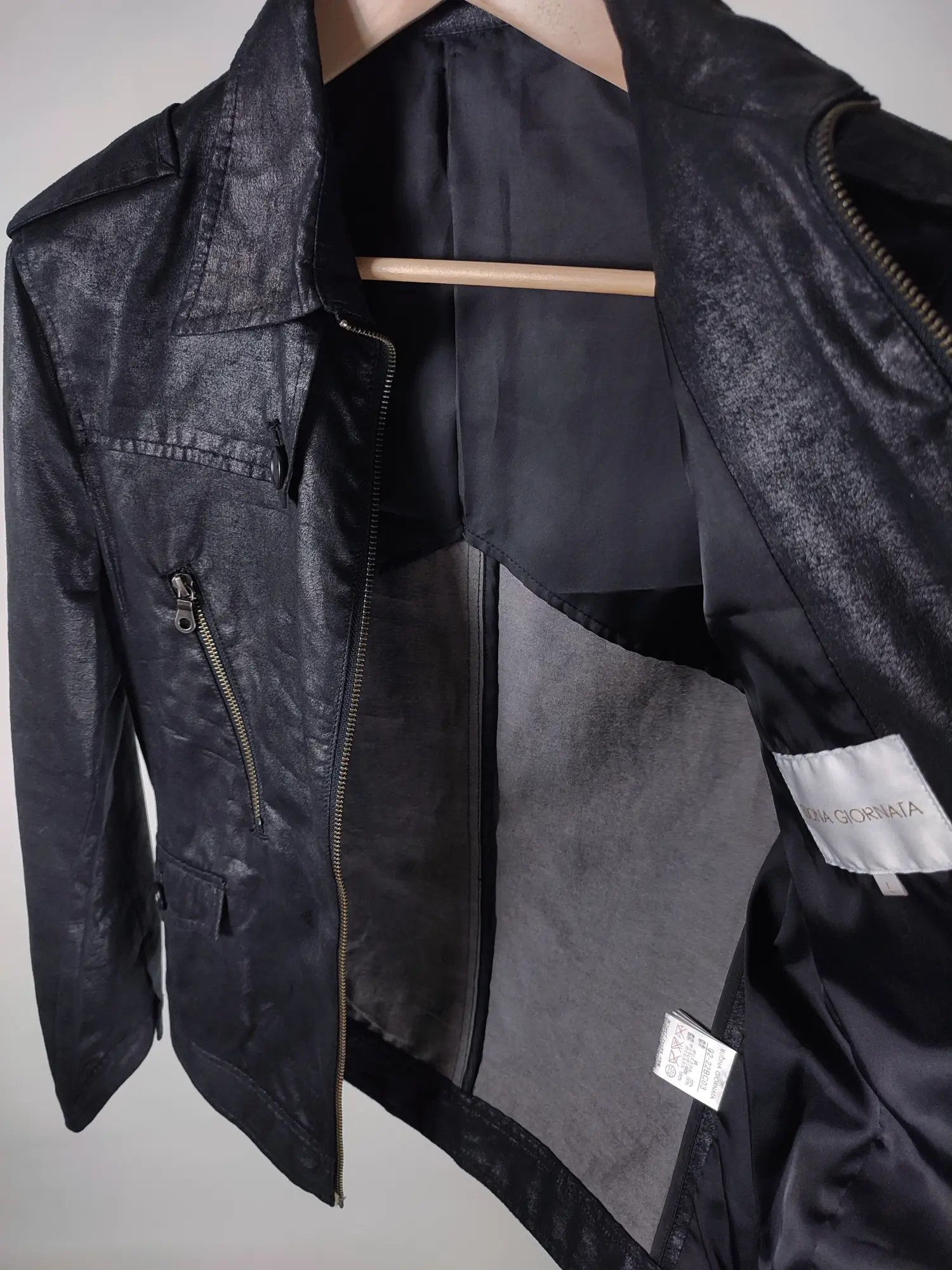 Japanese Brand × Vintage Buona Giornata Japanese Polyurethane Leather Zip Moto Jacket Size L / US 10 / IT 46 - 12 Thumbnail