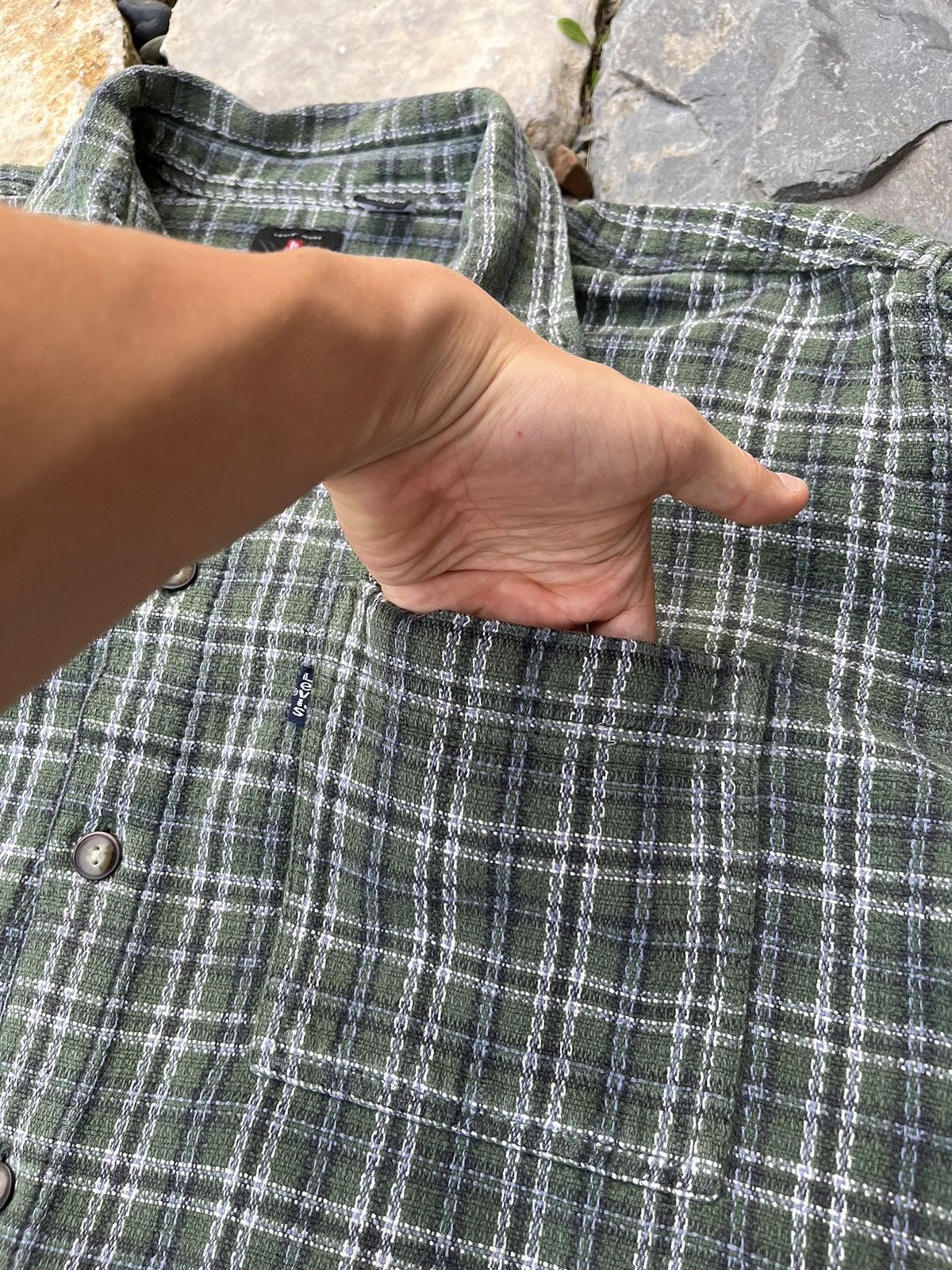 Levi's × Levi's Vintage Clothing × Vintage Vintage 90s Levi’s flannel plaid shirt knit checkered pocket Size US L / EU 52-54 / 3 - 13 Thumbnail
