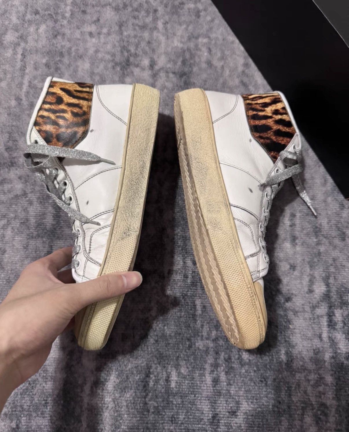 Saint Laurent Paris SLP 16SS SL/37 High-Top Checkerboard Leopard Print Sneakers Size US 7 / EU 40 - 2 Thumbnail