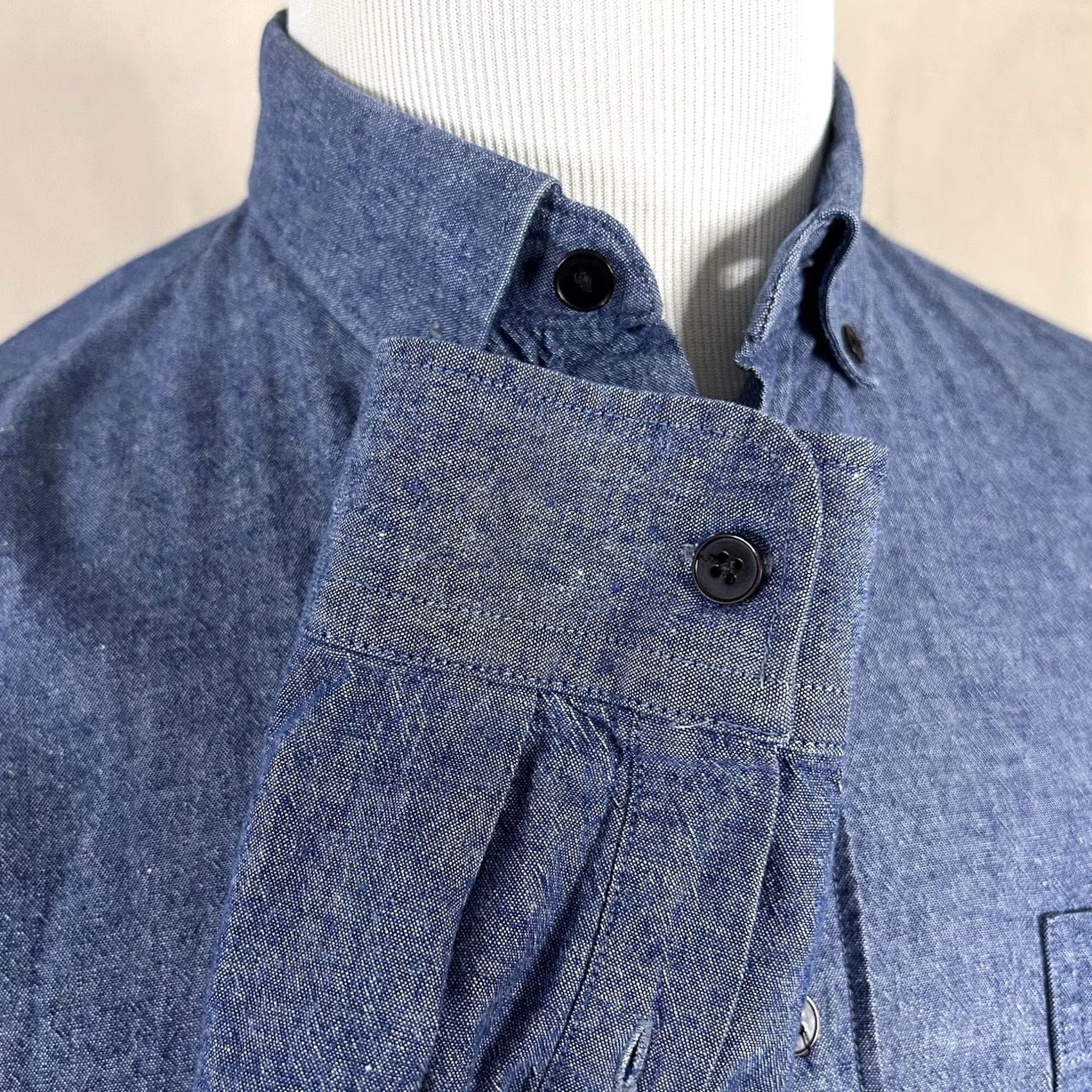 Vintage Frank & Oak Odessa Chambray Shirt Blue Button-Down Cotton Casual Shirt M Mens Size US M / EU 48-50 / 2 - 4 Thumbnail