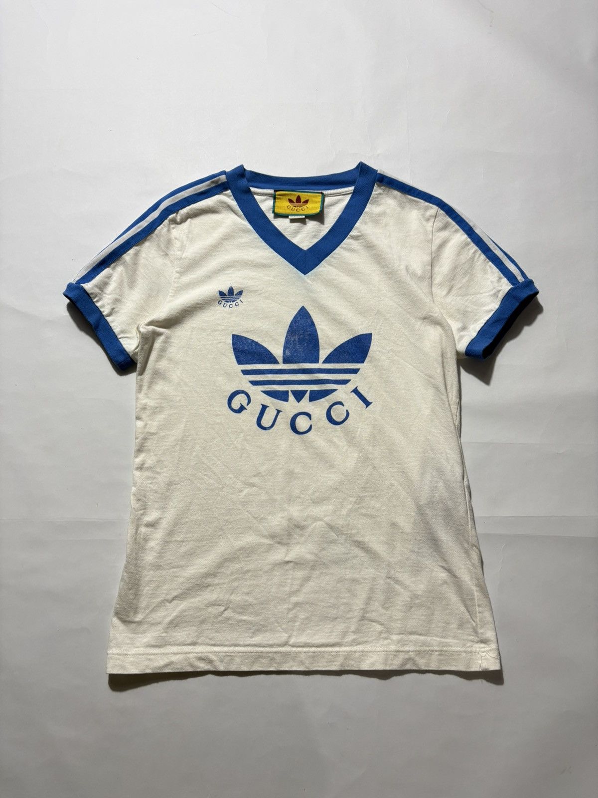 Adidas × Gucci GUCCI-ADIDAS V-NECK SHORT SLEEVE SHIRT Size L / US 10 / IT 46 - 1 Thumbnail