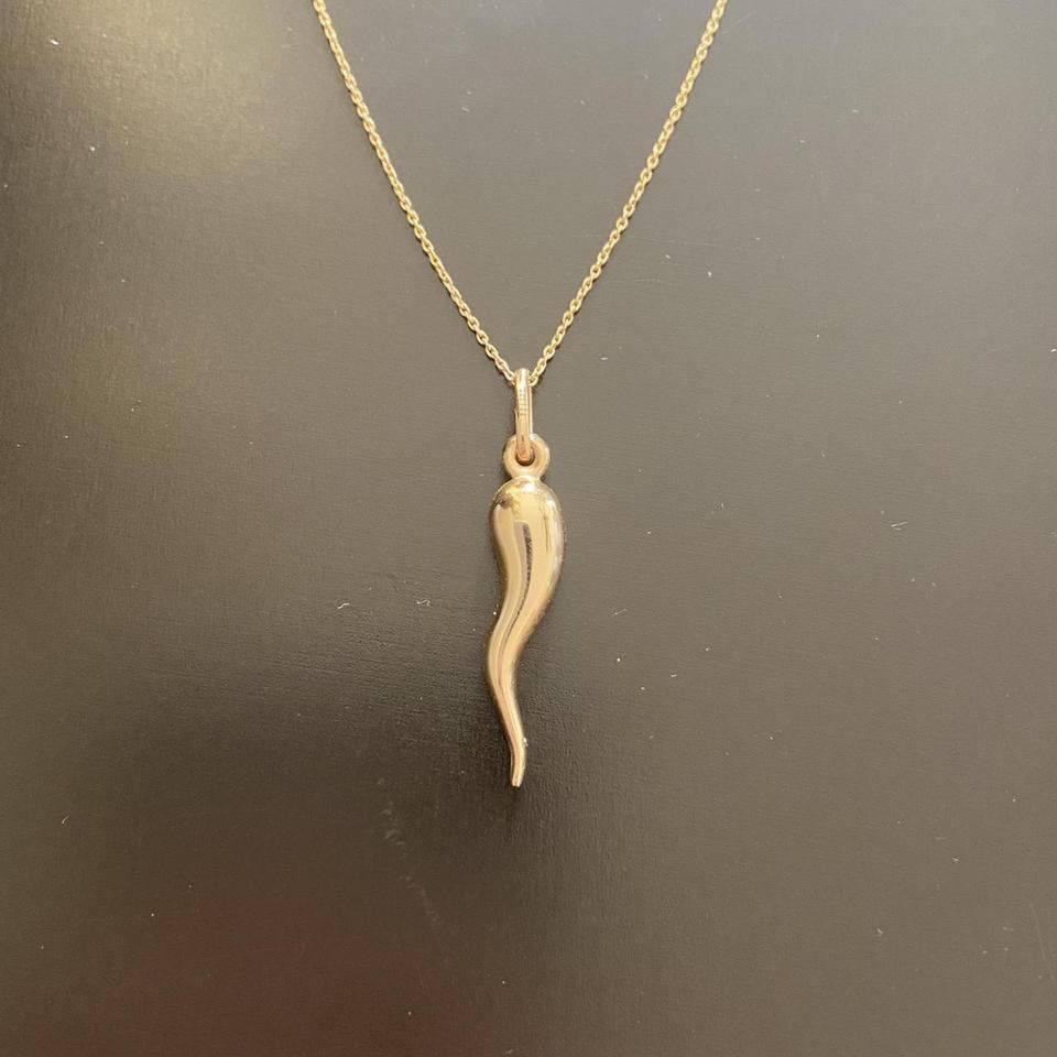 Other Real Gold Solid 14k Gold Italian Horn and Chain Set Size ONE SIZE - 3 Thumbnail