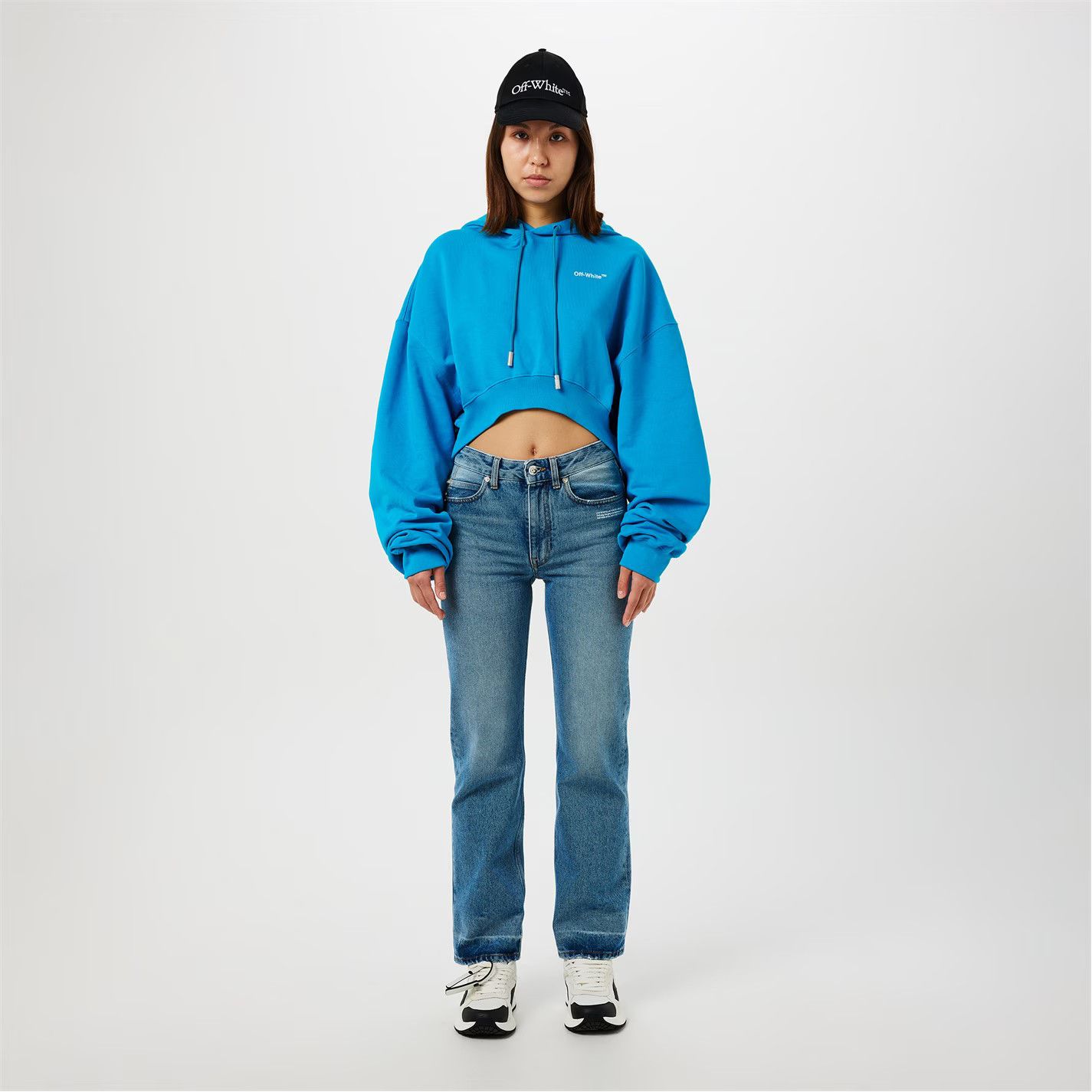Off-White o1g2r1mq1224 Crop Hoodie in Blue Size M / US 6-8 / IT 42-44 - 6 Thumbnail