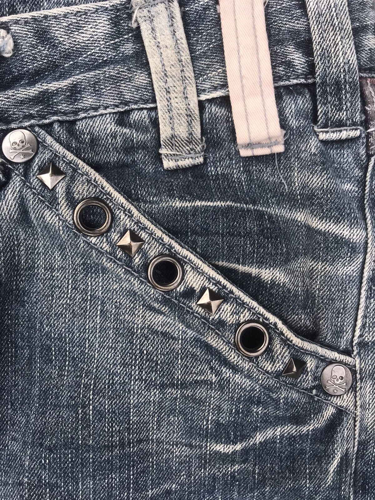 Japanese Brand Wild Life Skull Double Waist Carpenter Cropped Jeans Size US 34 / EU 50 - 7 Thumbnail