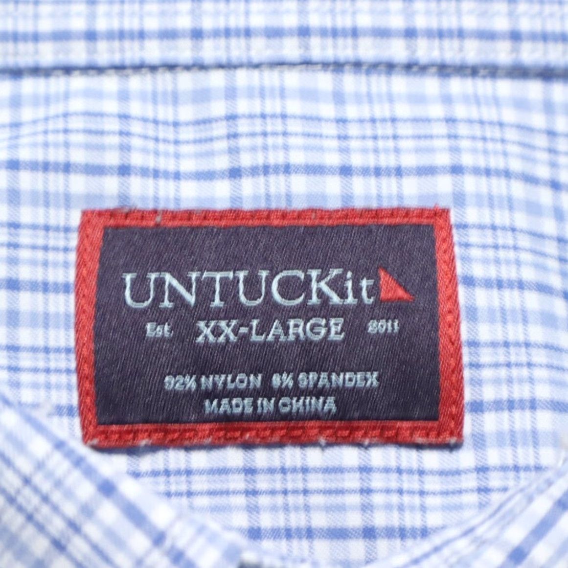 UNTUCKit Untuckit Pascal Performance Gingham Button Up Shirt Blue Men's 2XL Size US XXL / EU 58 / 5 - 5 Thumbnail