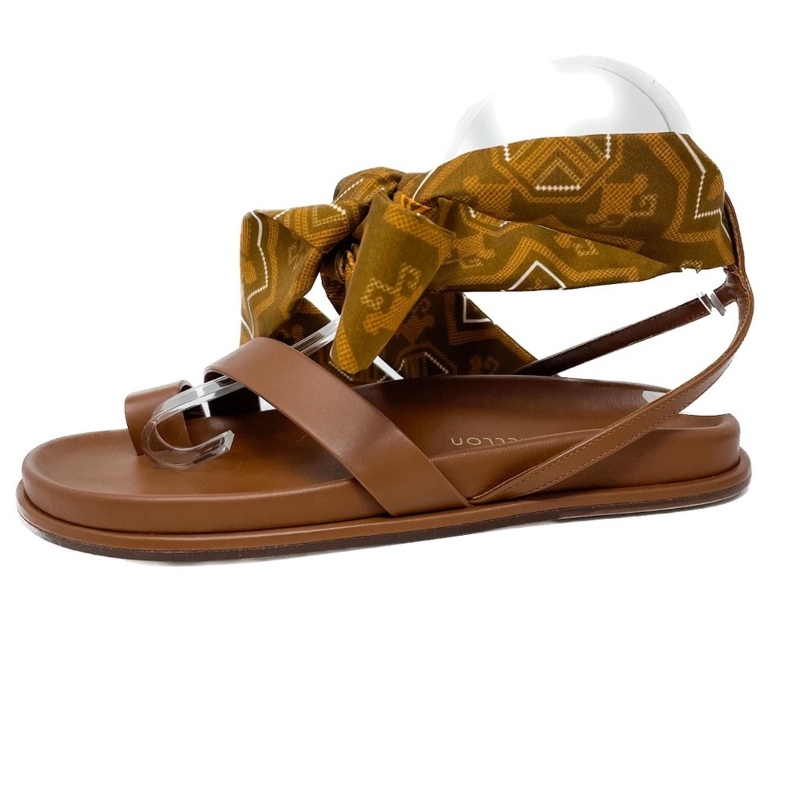 image of Tamara Mellon Oasis Sandal Leather & Silk Ankle Wrap 37 Nib in Tan, Women's