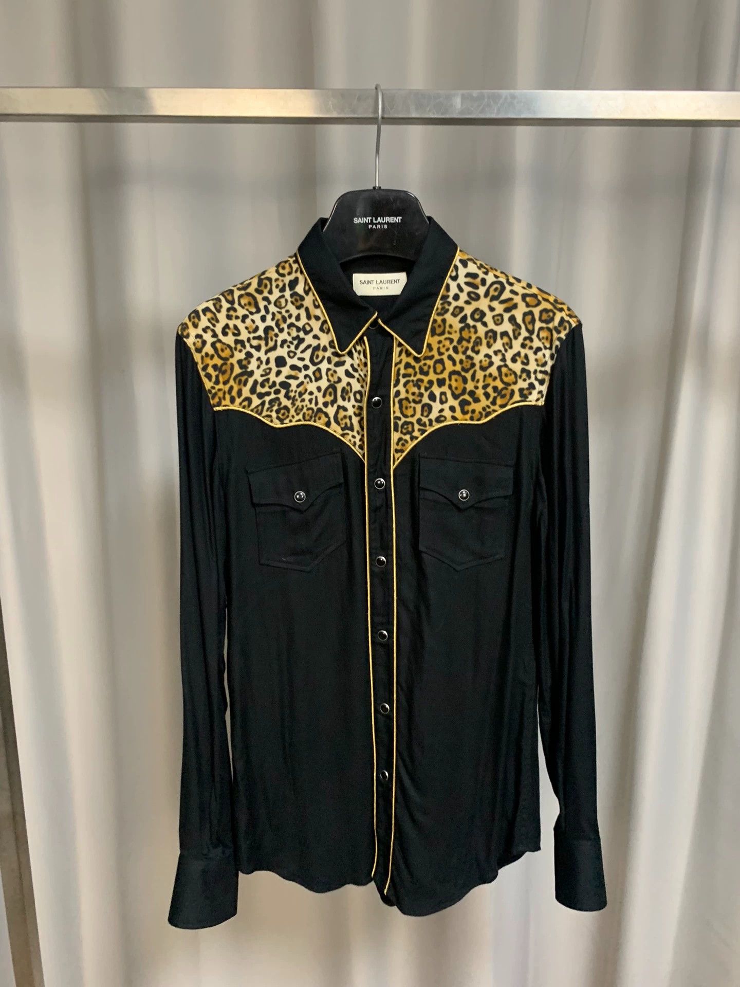 Saint Laurent Paris Saint Laurent Paris Leopard print patchwork shirt Size US S / EU 44-46 / 1 - 1 Thumbnail