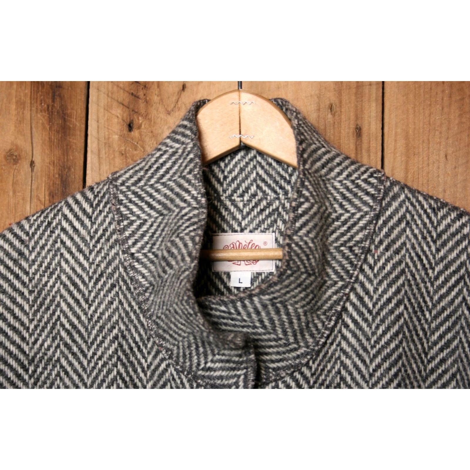 Vintage CAMELEON Wool Herringbone Cape Poncho Oversized Coat Sz. L (Fits One Size) Womens Poncho Cape Wool Herringbone L Gray Cap e Size L / US 10 / IT 46 - 2 Thumbnail