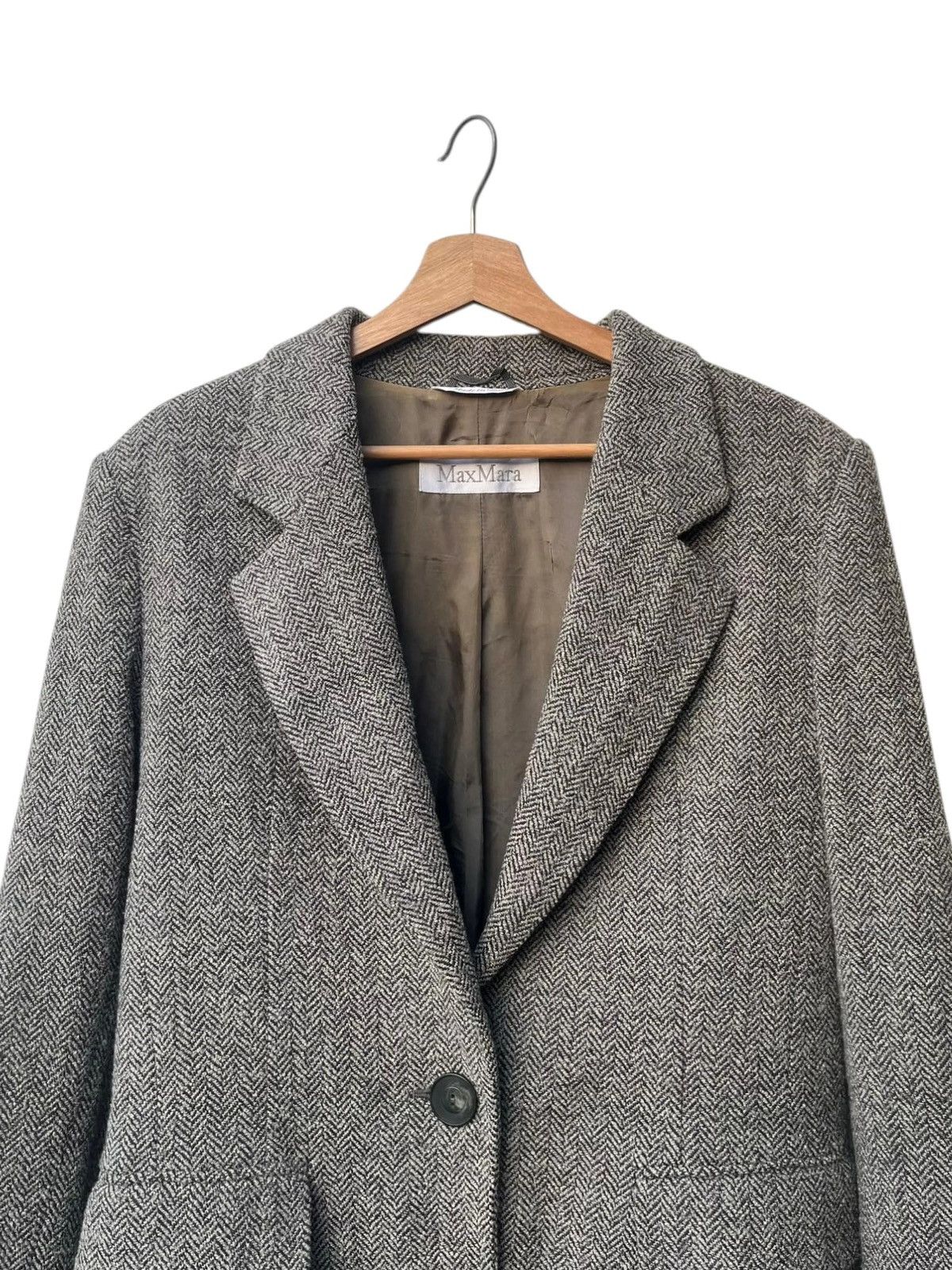 Max Mara Max Mara Notched Lapel Herringbone Wool Jacket Size M / US 6-8 / IT 42-44 - 6 Thumbnail