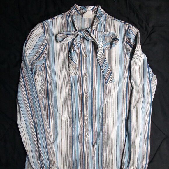 Other Vintage Sylecraft Striped Polyester Disco Shirt Size M / US 6-8 / IT 42-44 - 2 Thumbnail