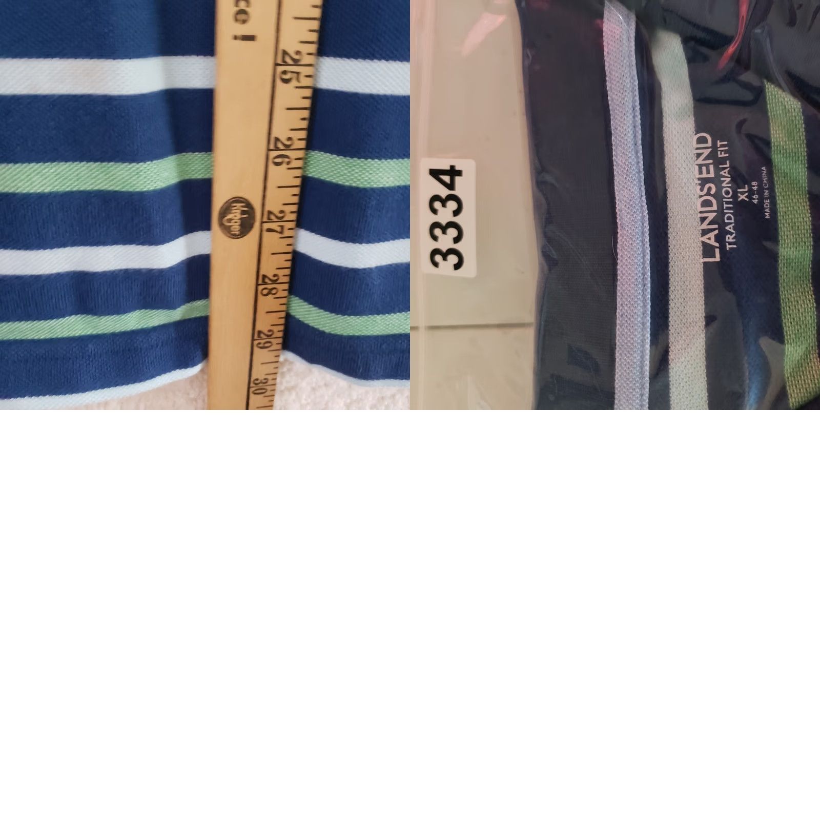 Lands' End Lands' End Polo Shirt Mens XL Blue Striped 100% Cotton Traditional Fit Regular Size US XL / EU 56 / 4 - 9 Thumbnail