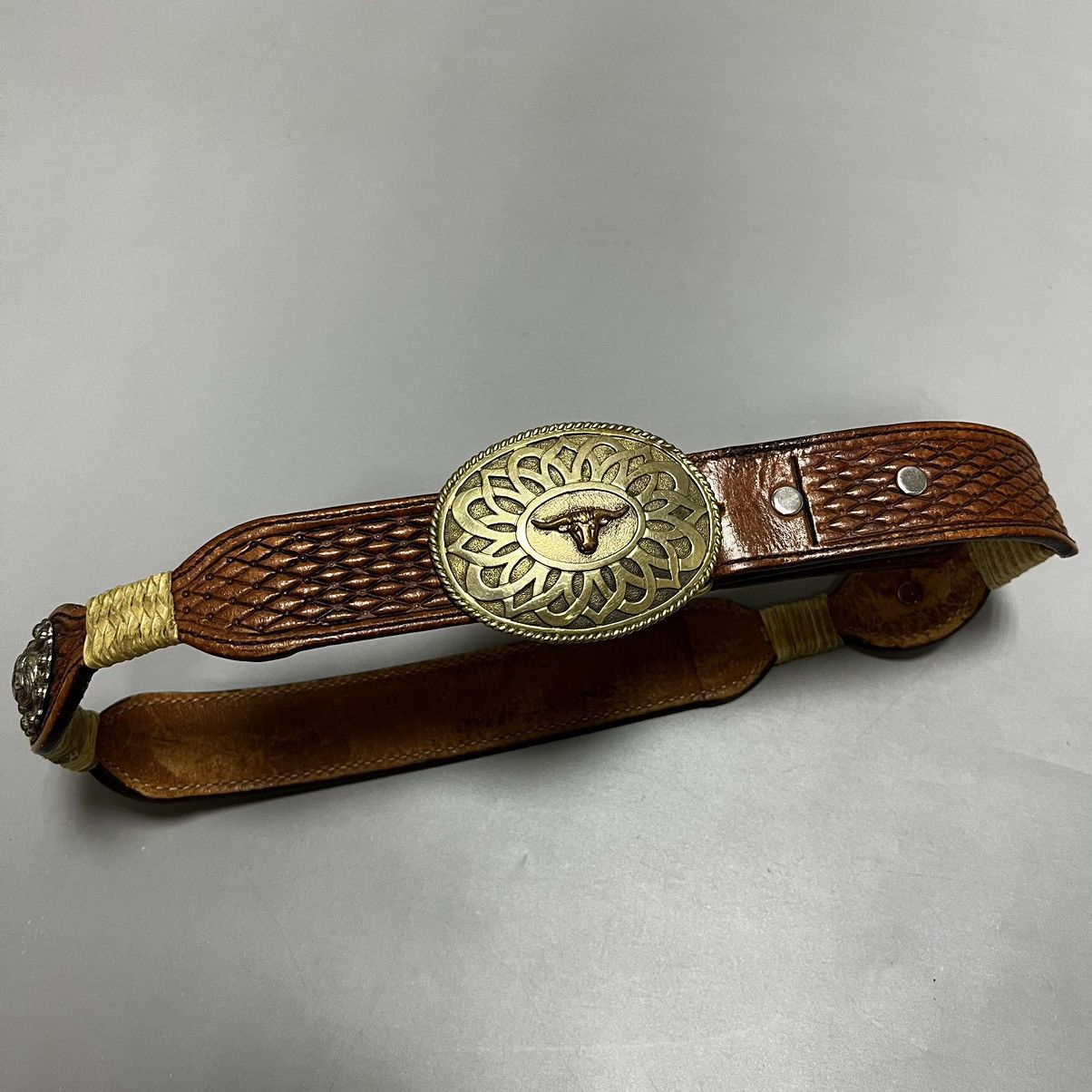 Vintage Vintage cowboy leather belt Size ONE SIZE - 4 Thumbnail