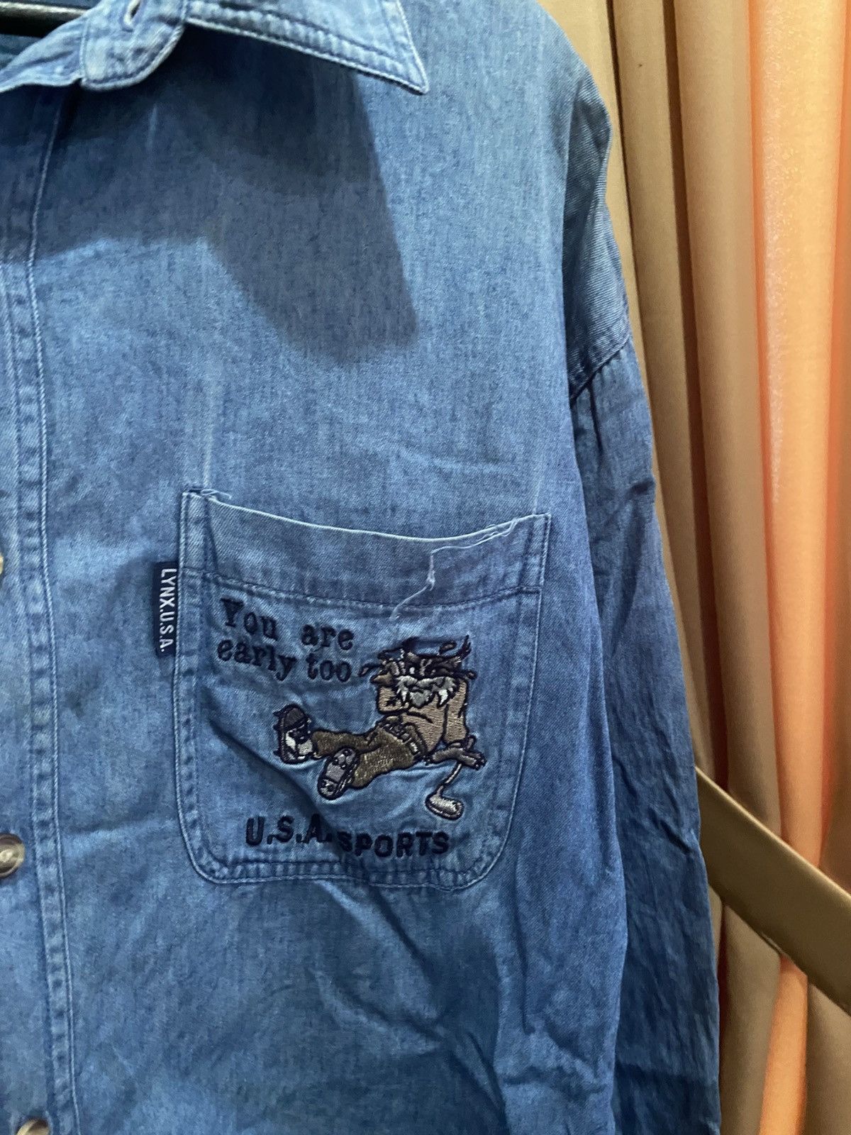 Vintage Vintage Lynx (Ly-IX) Denim Shirt 90s U.S.A Sports Embroidery Size US M / EU 48-50 / 2 - 7 Thumbnail