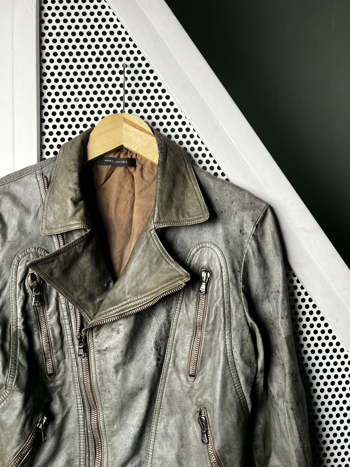 Marc Jacobs Vintage Marc Jacobs Trashed Dirty Leather Biker Jacket Size US S / EU 44-46 / 1 - 3 Thumbnail